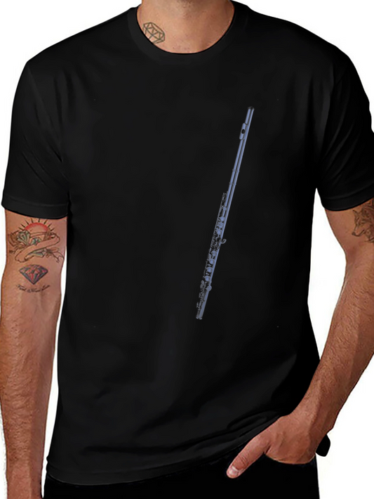 Flute Graphic Tee - Black Cotton T-Shirt