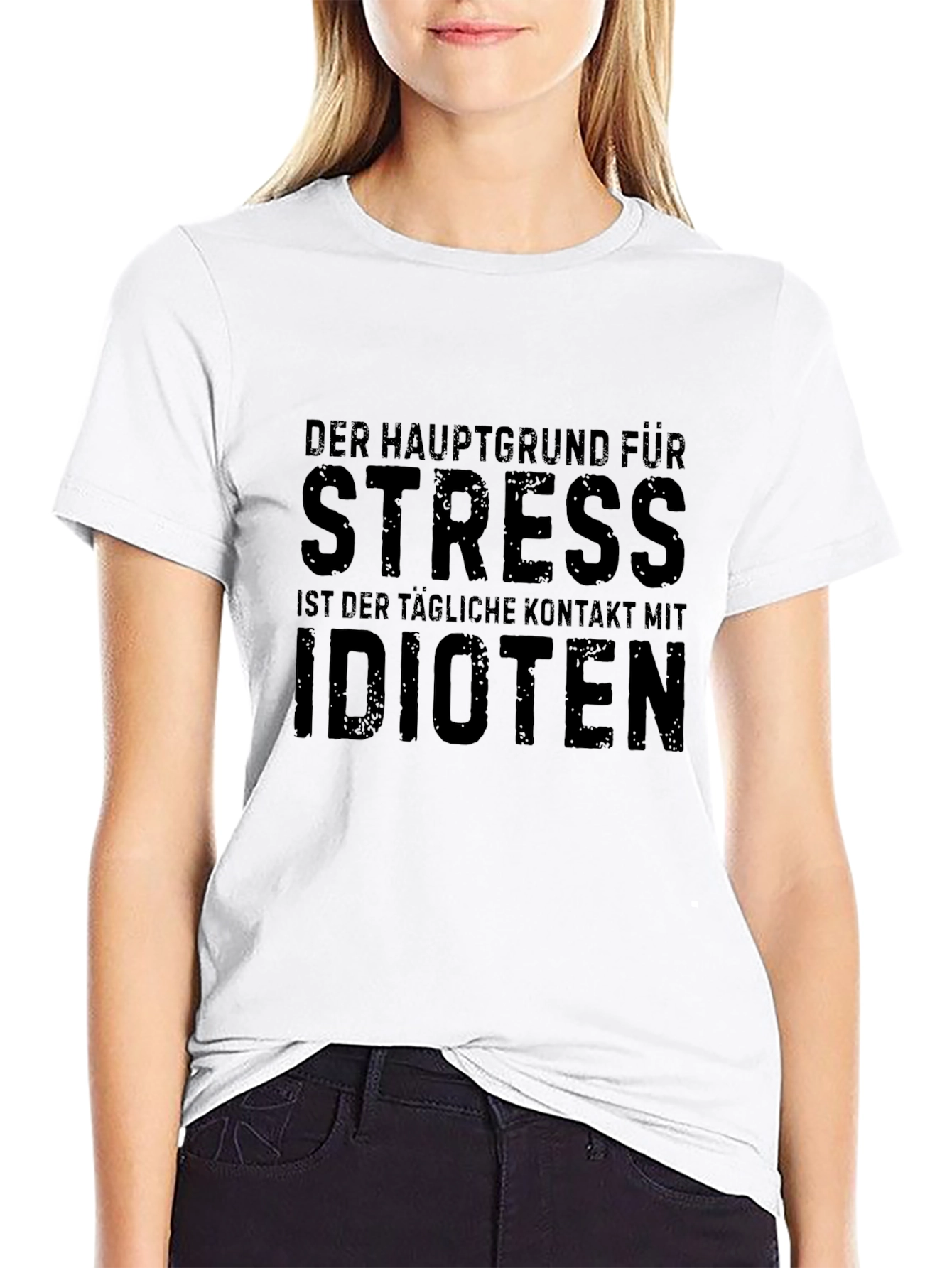 Funny Stress Idioten Black Graphic T-Shirt