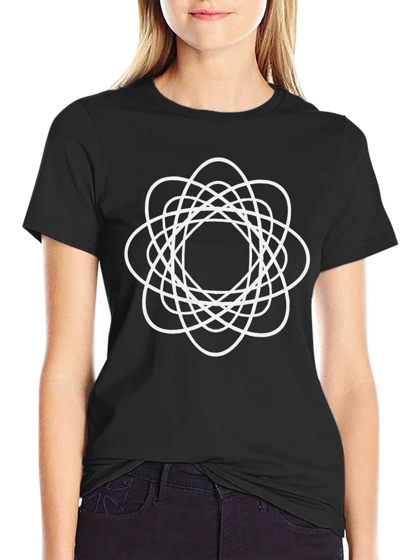 Abstract White Geometric Graphic T-Shirt