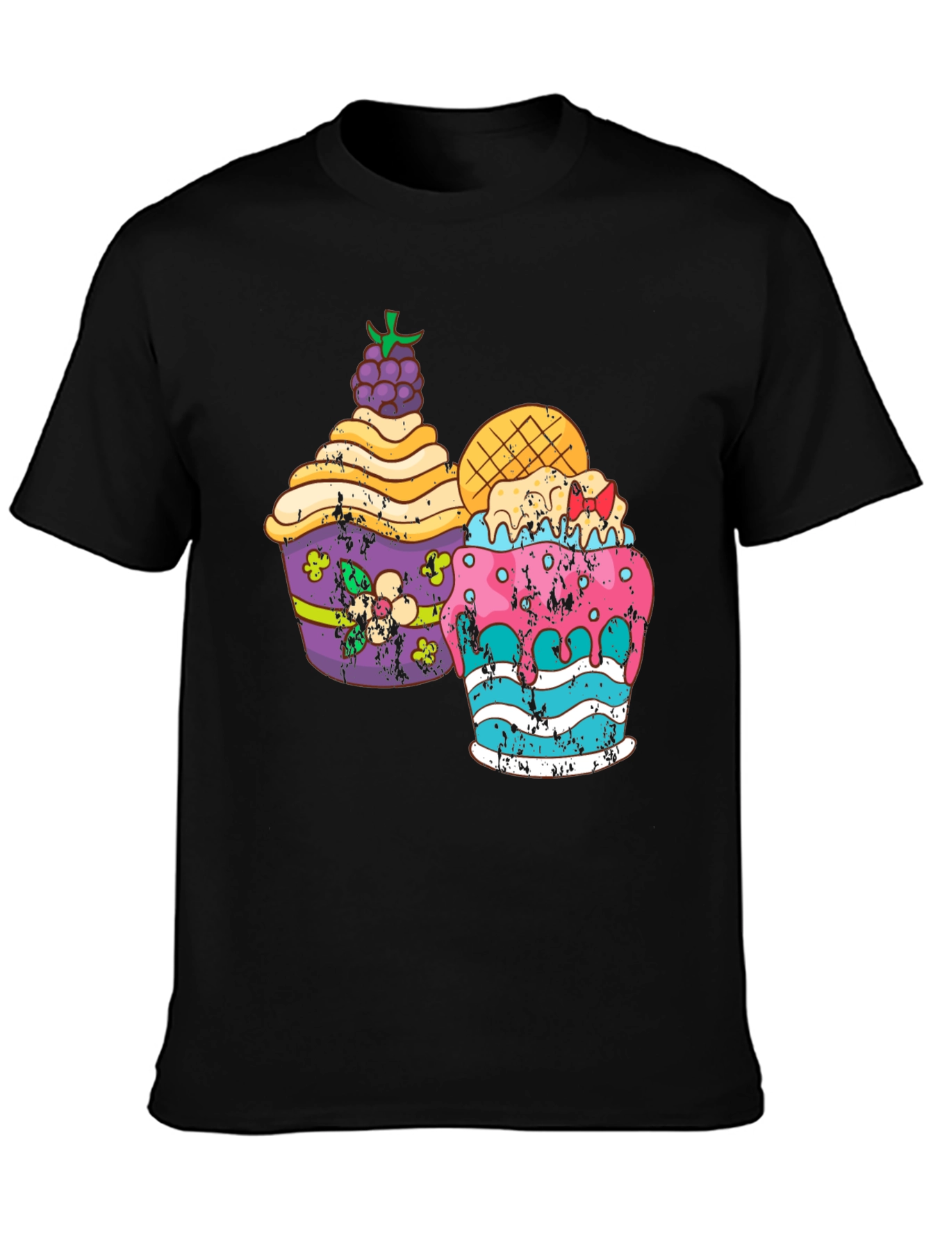 Fun Cupcake Graphic Tee - Black
