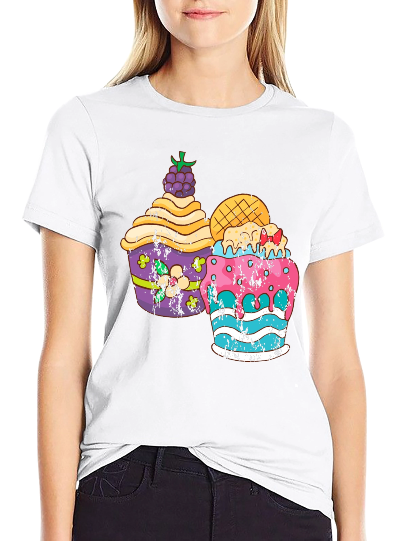 Fun Cupcake Graphic Tee - Black