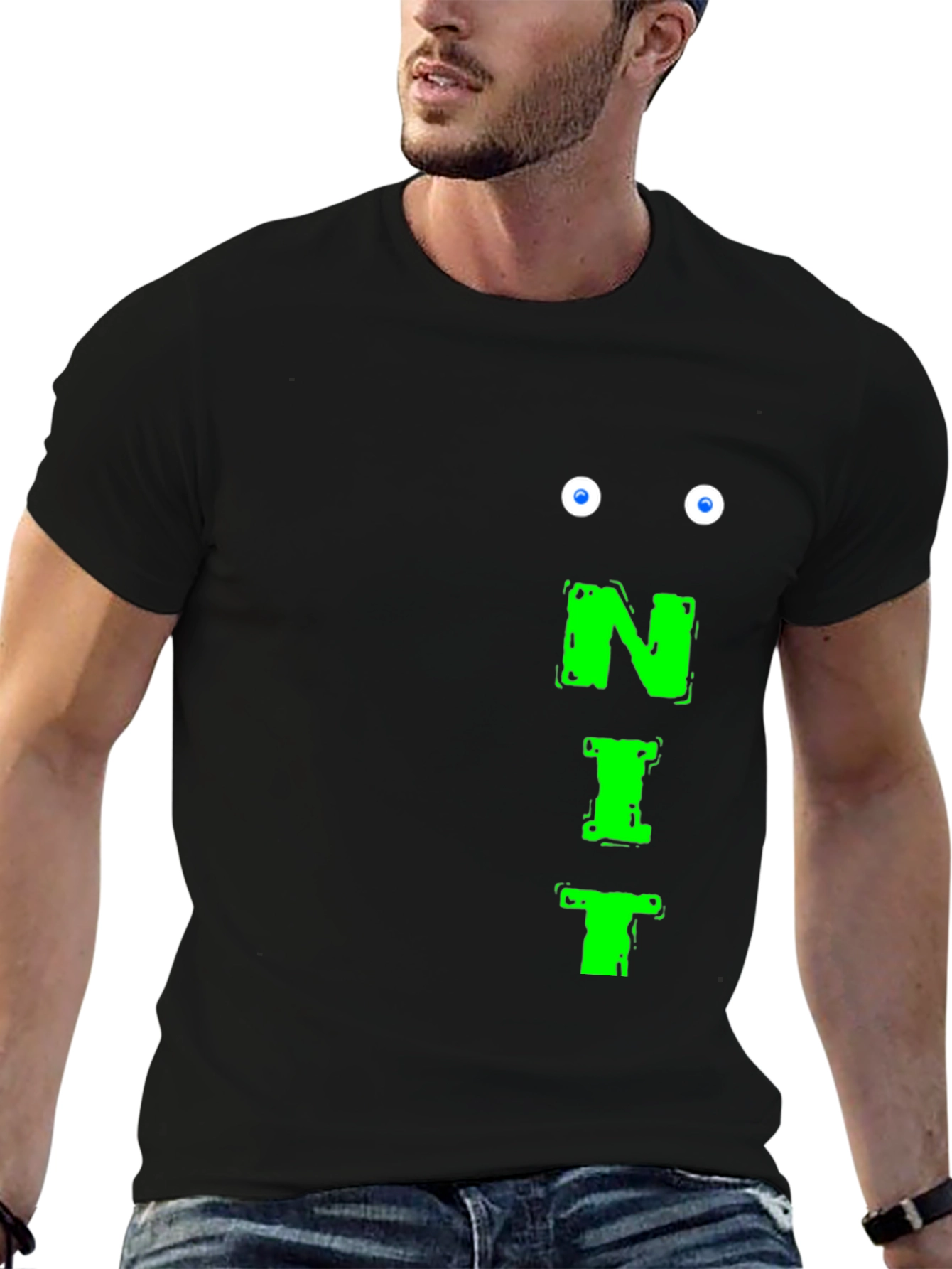 NIT Graphic Tee - Funky Eye Print Black T-Shirt