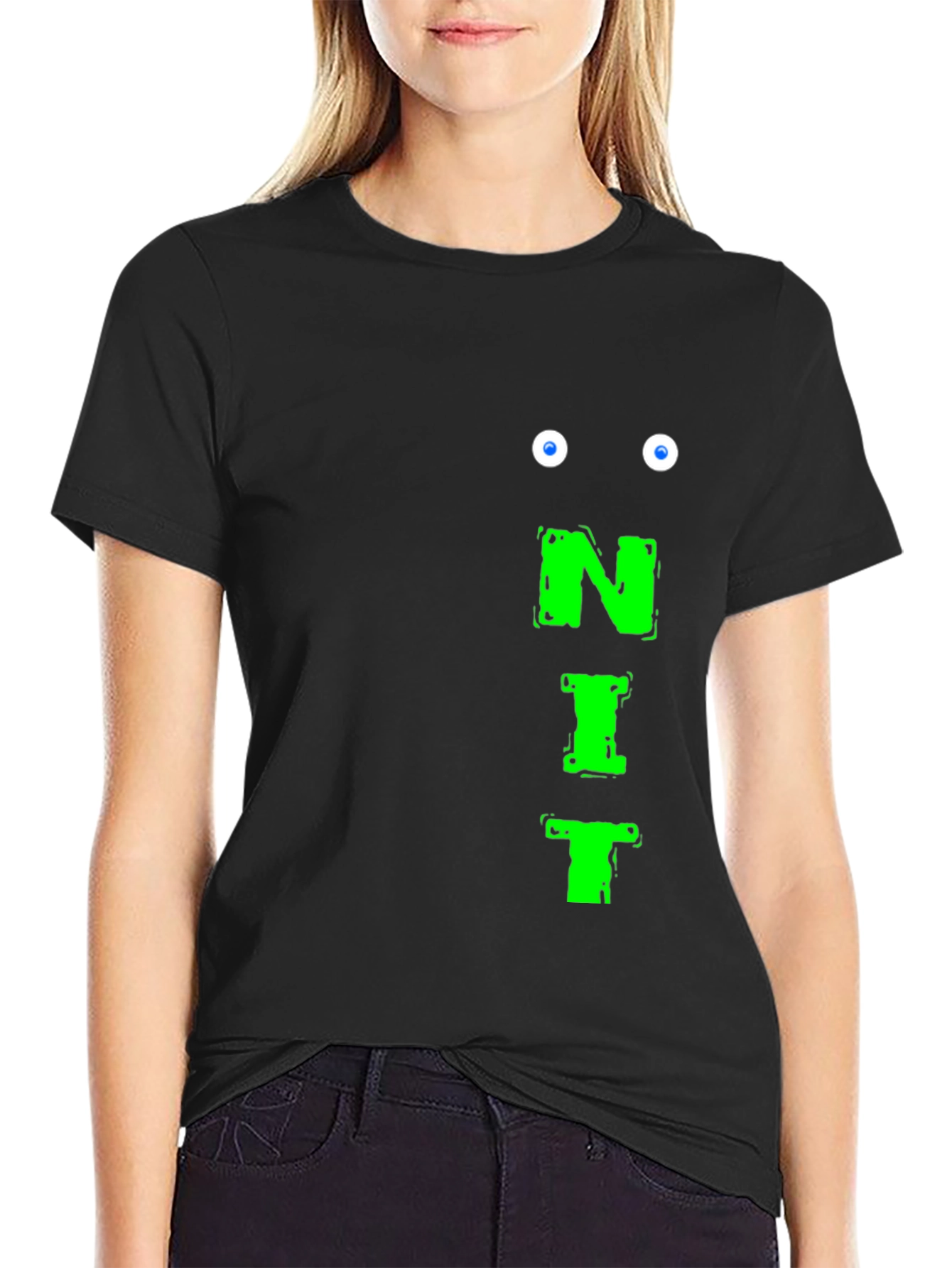 NIT Graphic Tee - Funky Eye Print Black T-Shirt