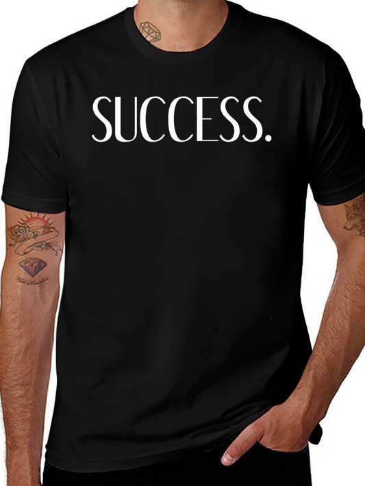 Success Graphic Print Crew Neck T-Shirt - Black