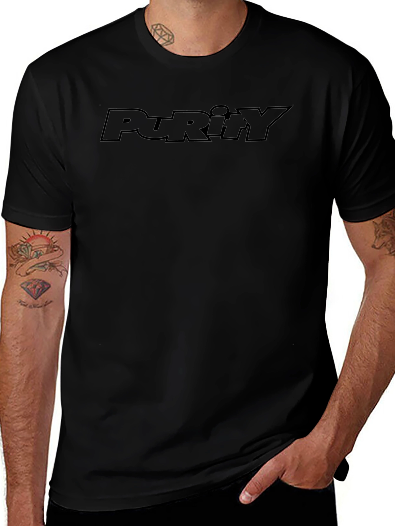 Purity Black T-Shirt - Modern Graphic Tee