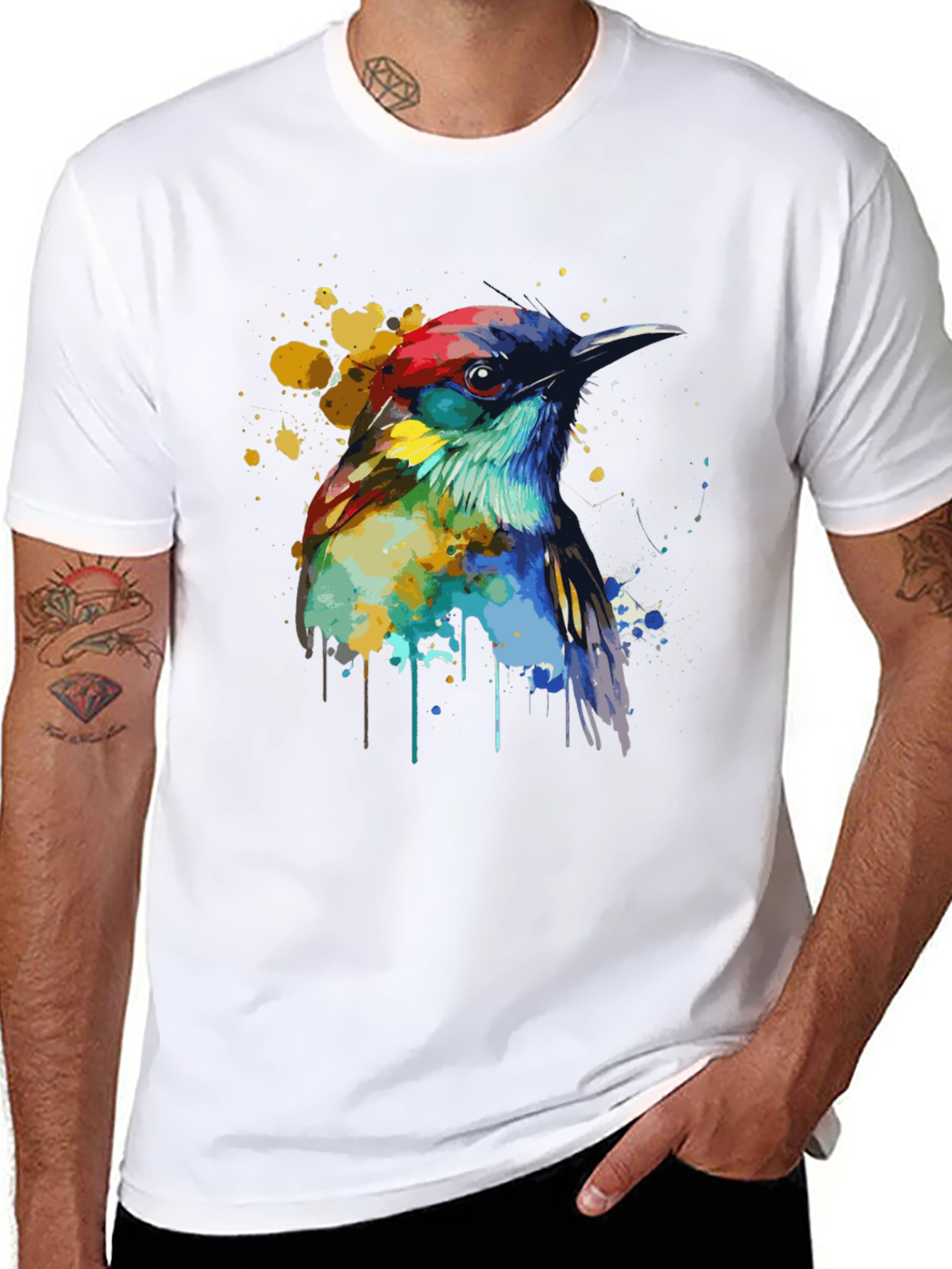 Watercolor Bird Graphic T-Shirt