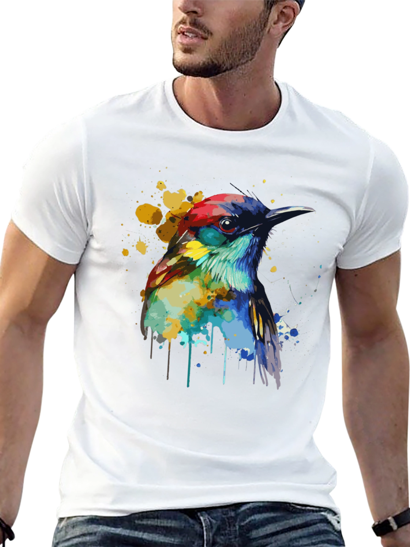 Watercolor Bird Graphic T-Shirt