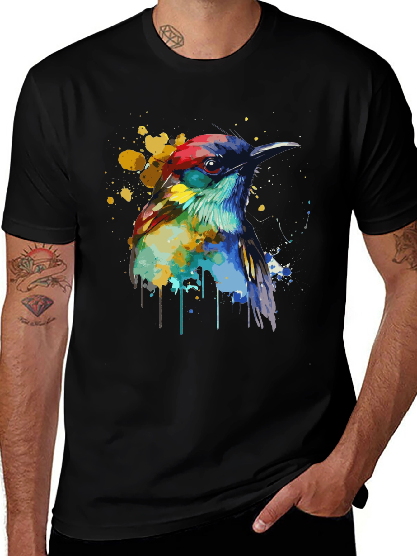 Watercolor Bird Graphic T-Shirt
