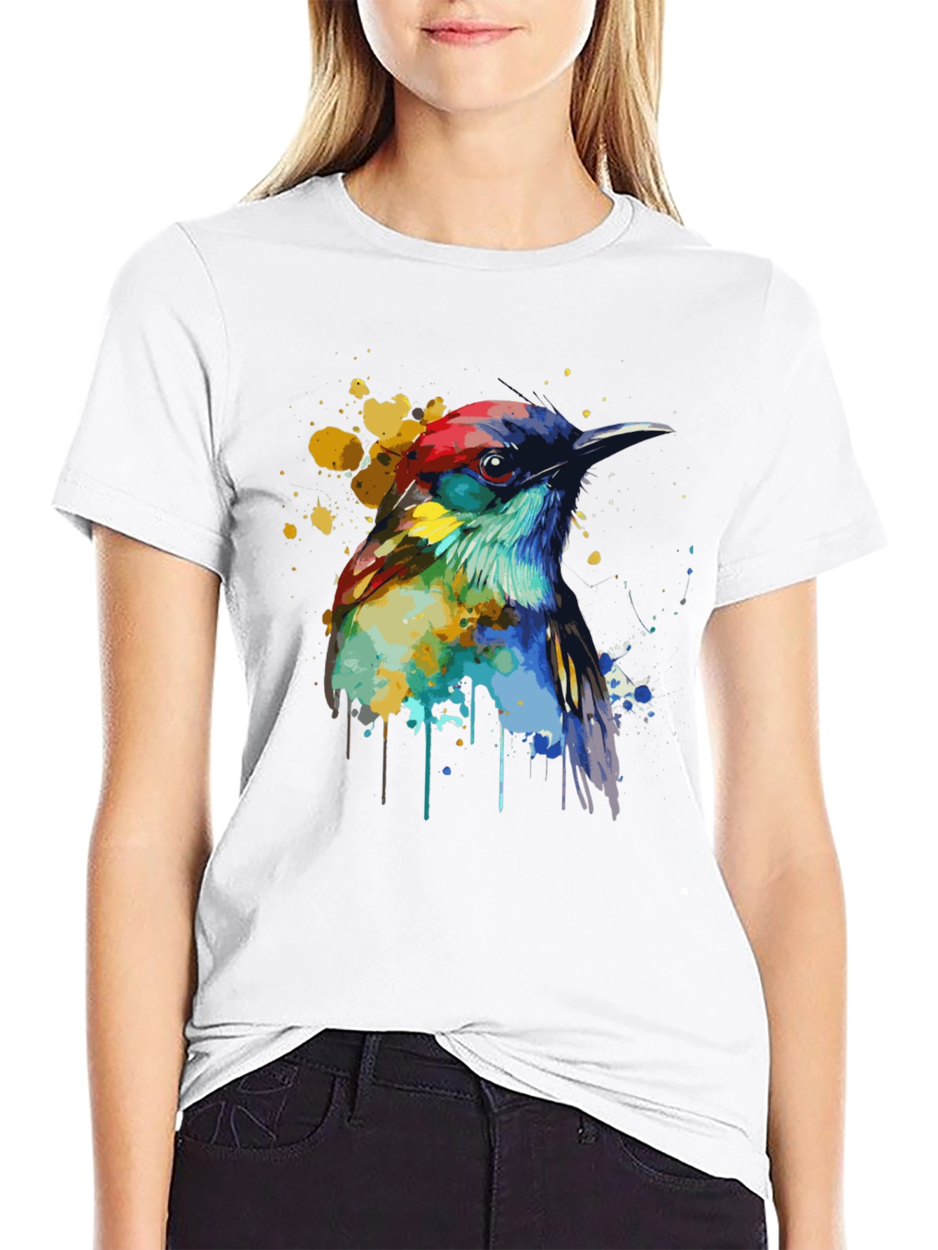 Watercolor Bird Graphic T-Shirt