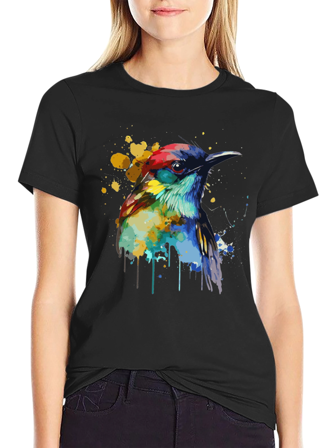 Watercolor Bird Graphic T-Shirt