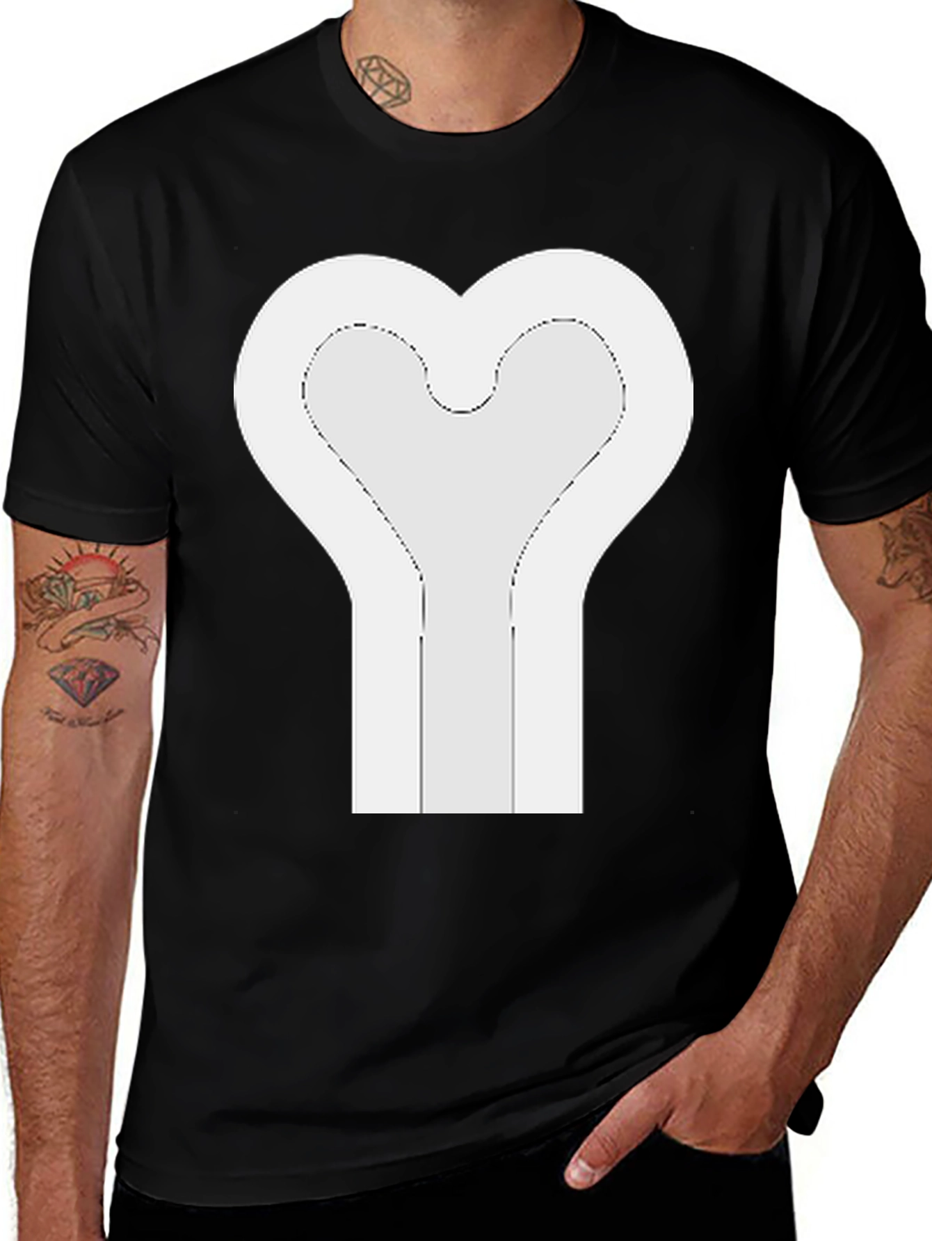 Heart Bone Graphic Tee - Unique Design