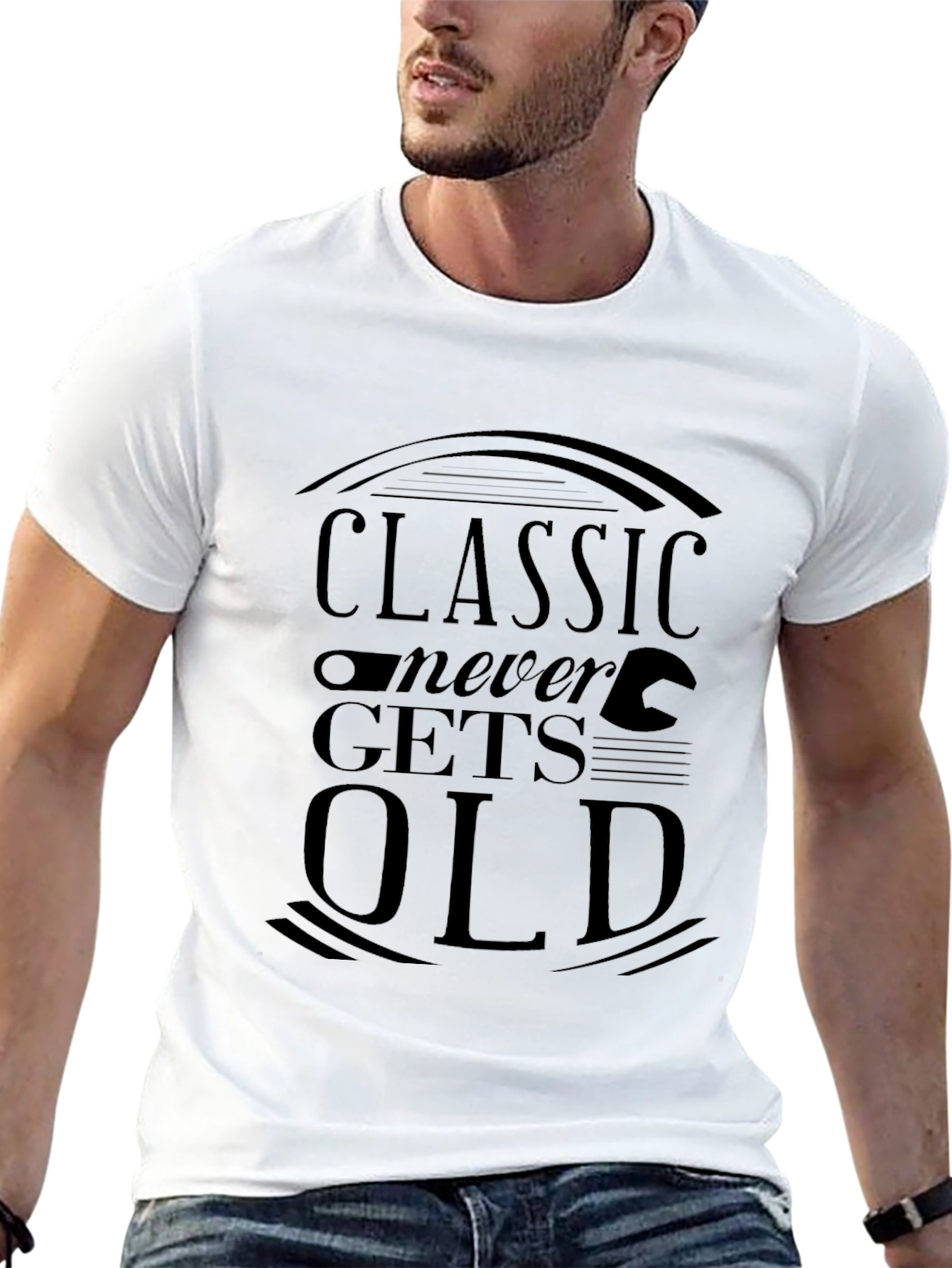 Classic Never Gets Old Graphic Tee - Black