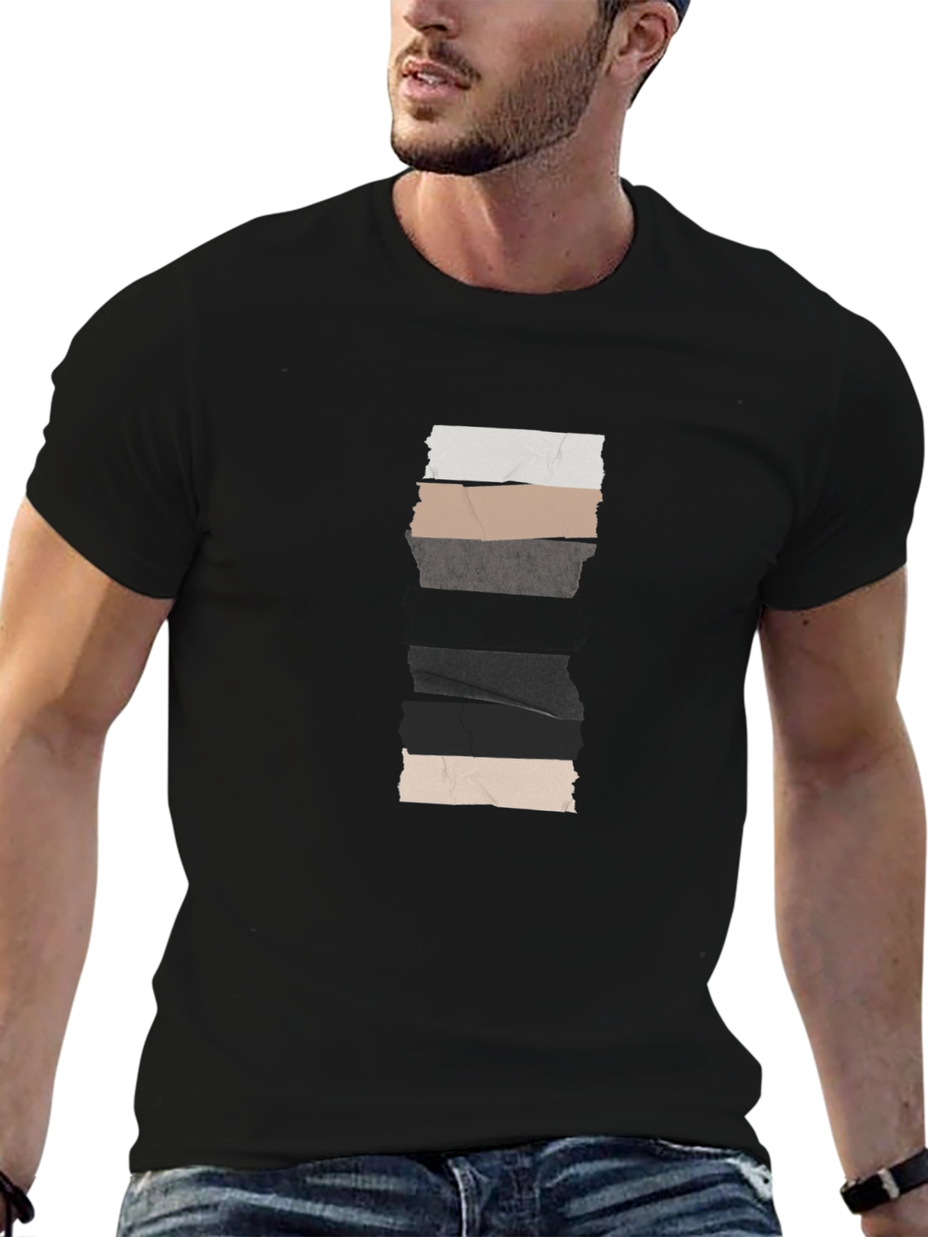 Modern Minimalist Striped Crew Neck Tee