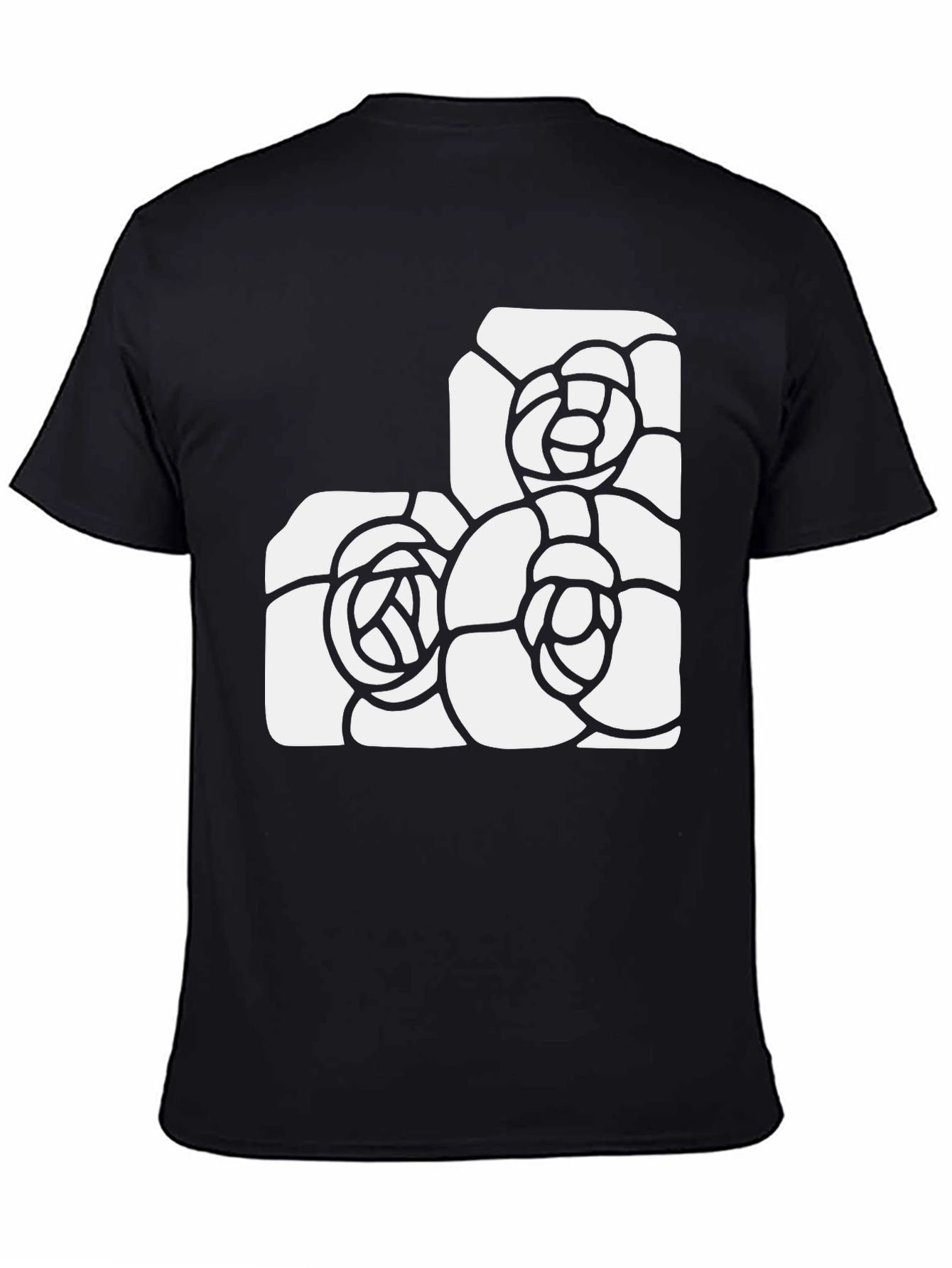 Black Tee with Abstract Floral Design