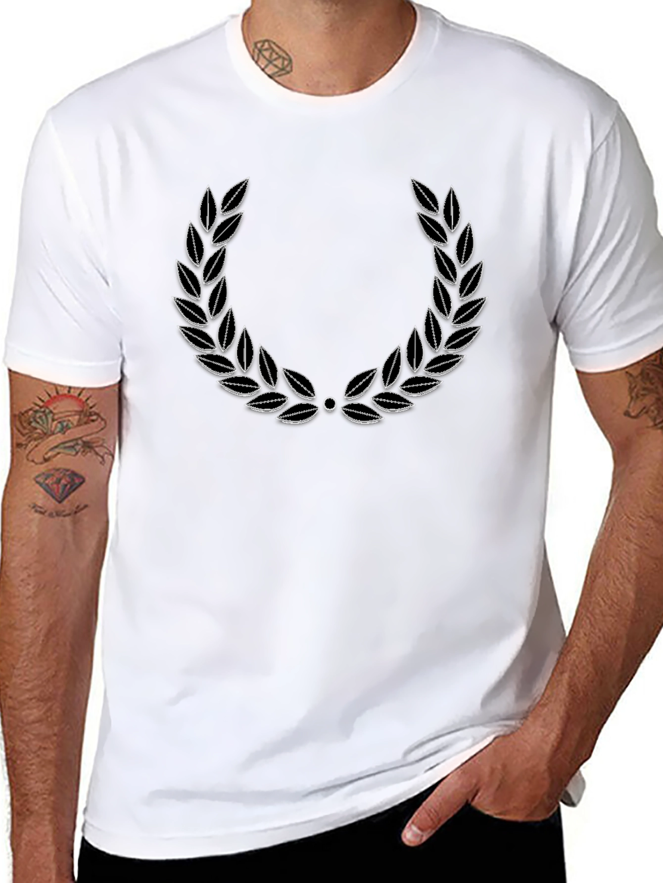 Classic Laurel Wreath Graphic Tee - Black