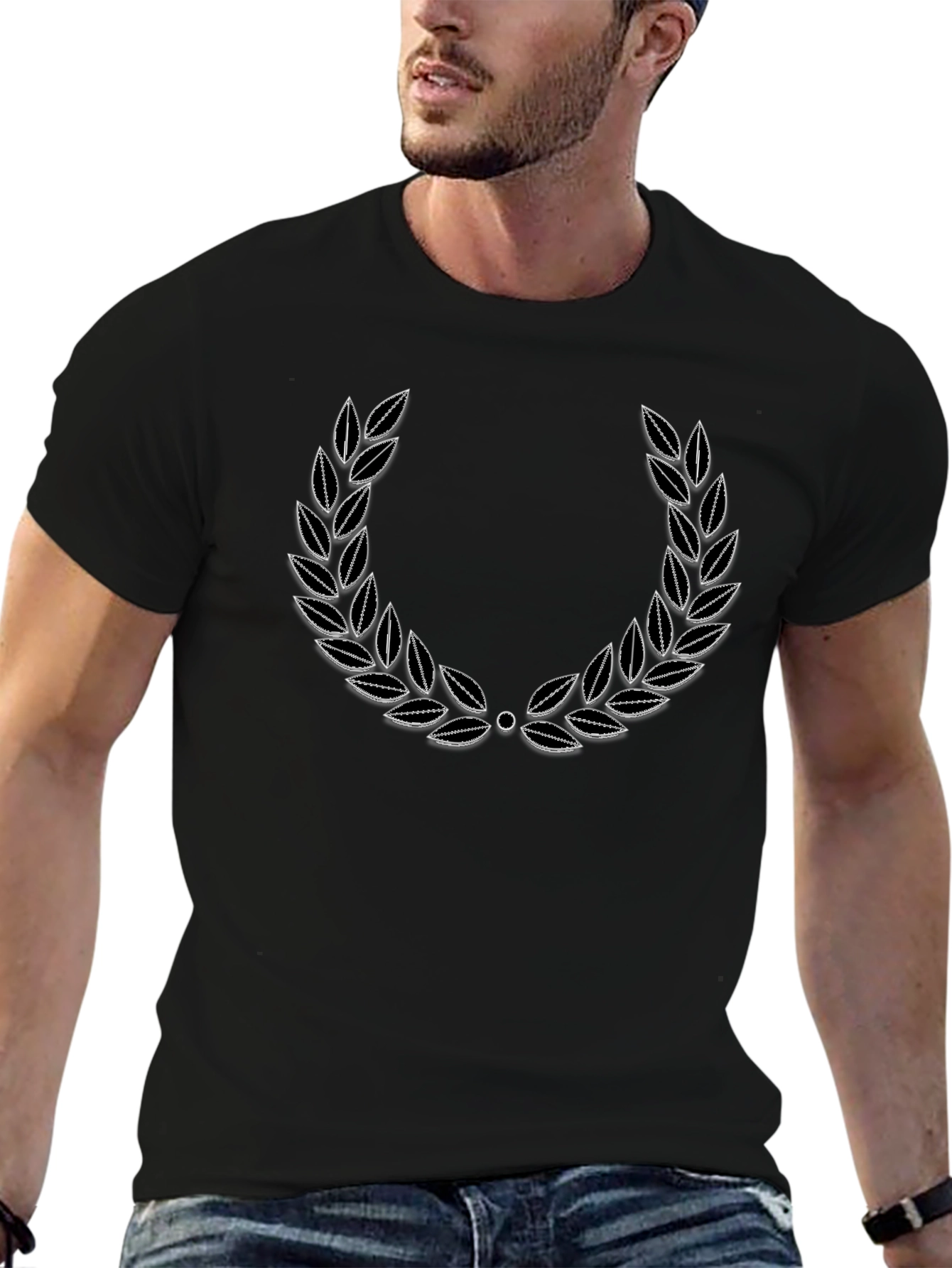 Classic Laurel Wreath Graphic Tee - Black