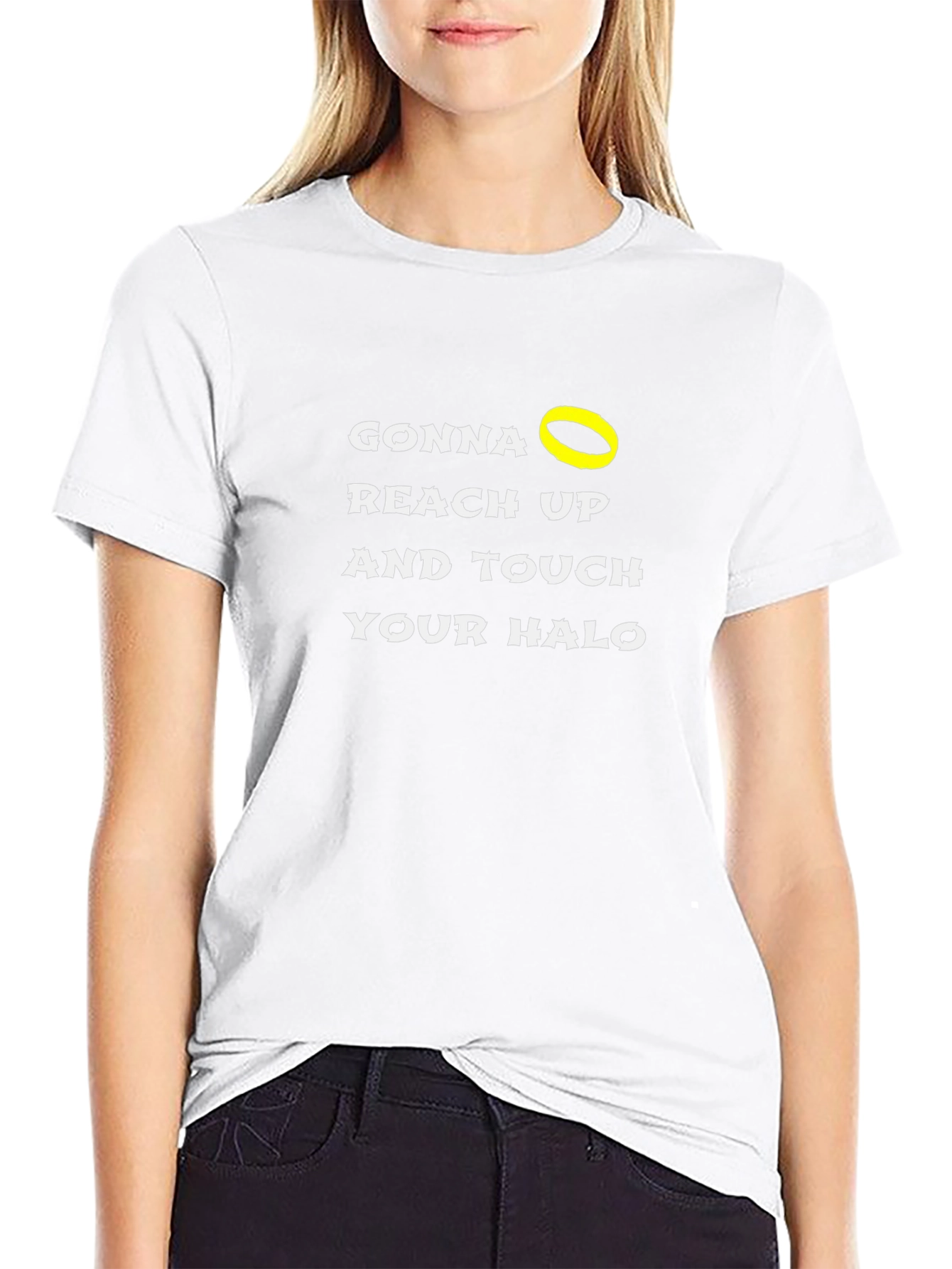 Gonna Reach Up and Touch Your Halo Black T-Shirt