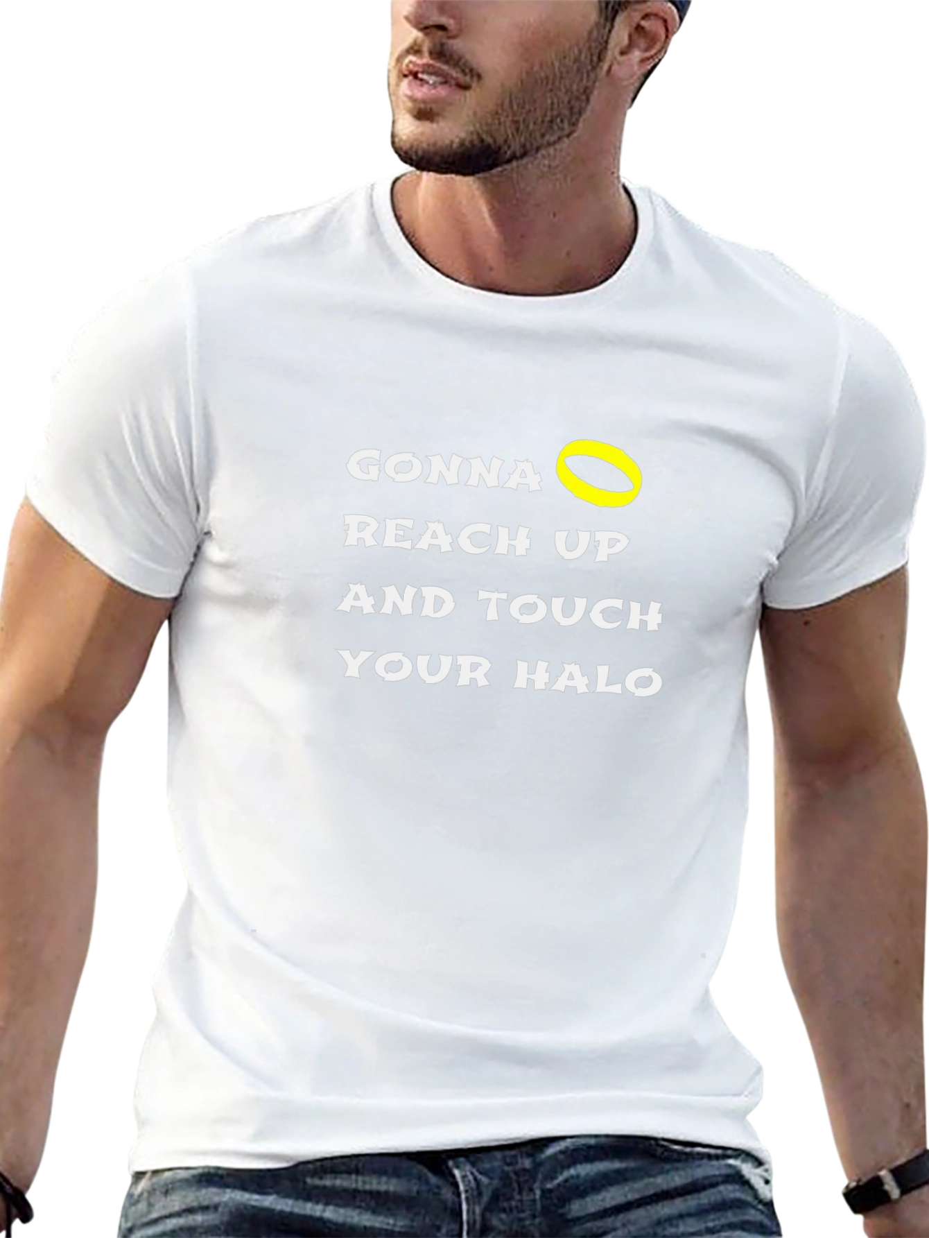 Gonna Reach Up and Touch Your Halo Black T-Shirt