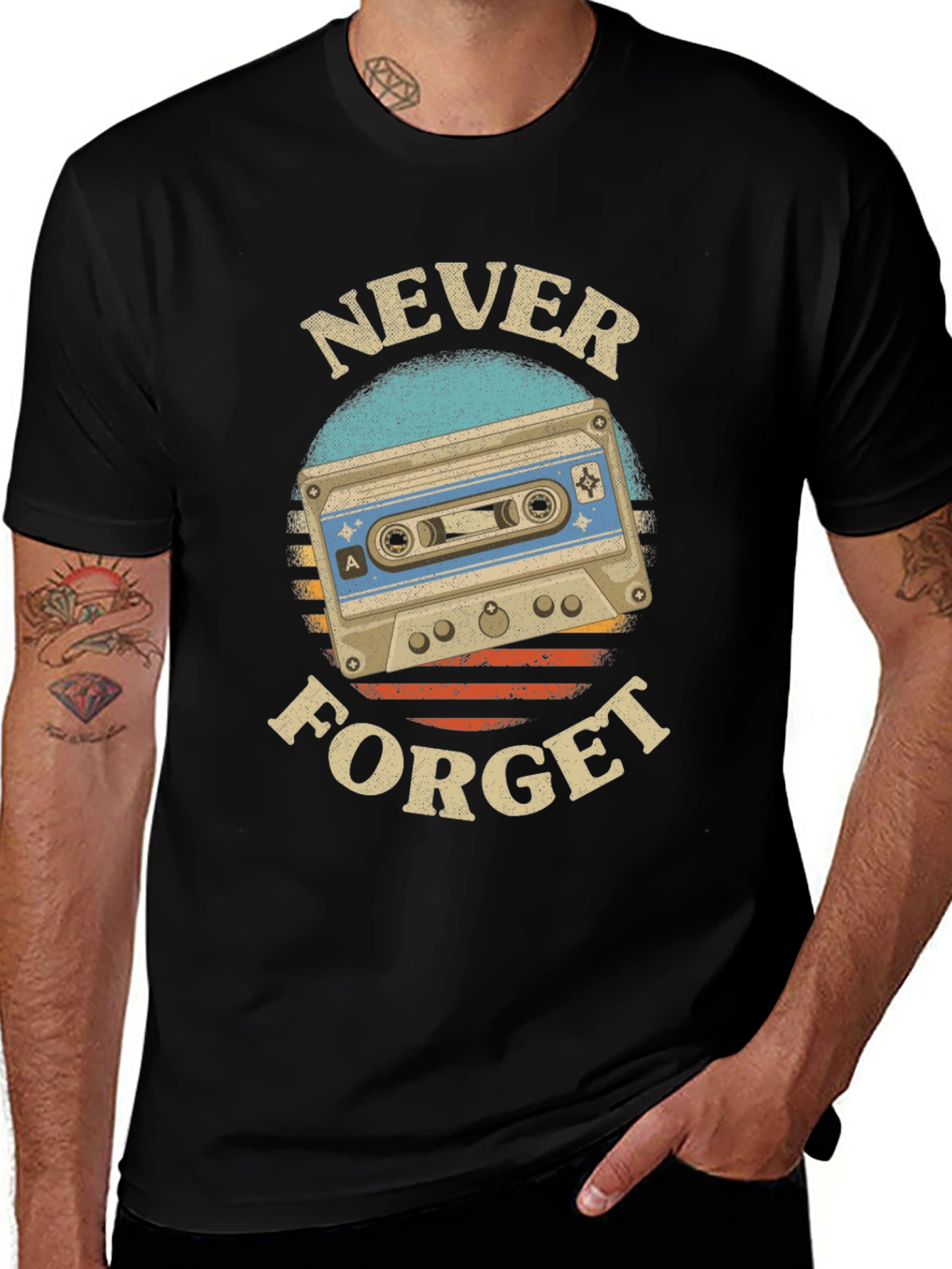 Retro Cassette Tape Never Forget Graphic Tee