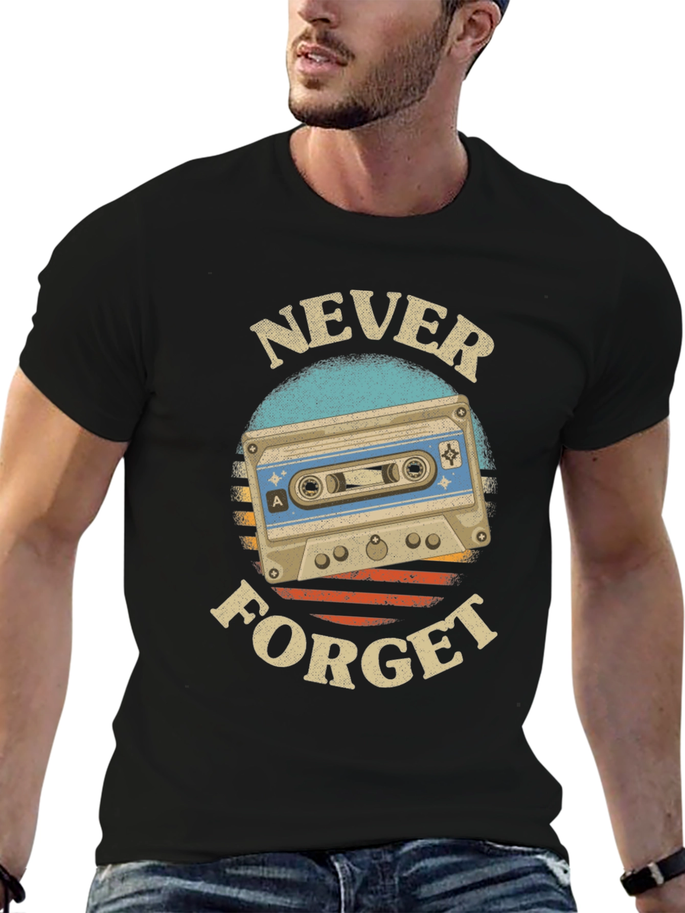 Retro Cassette Tape Never Forget Graphic Tee