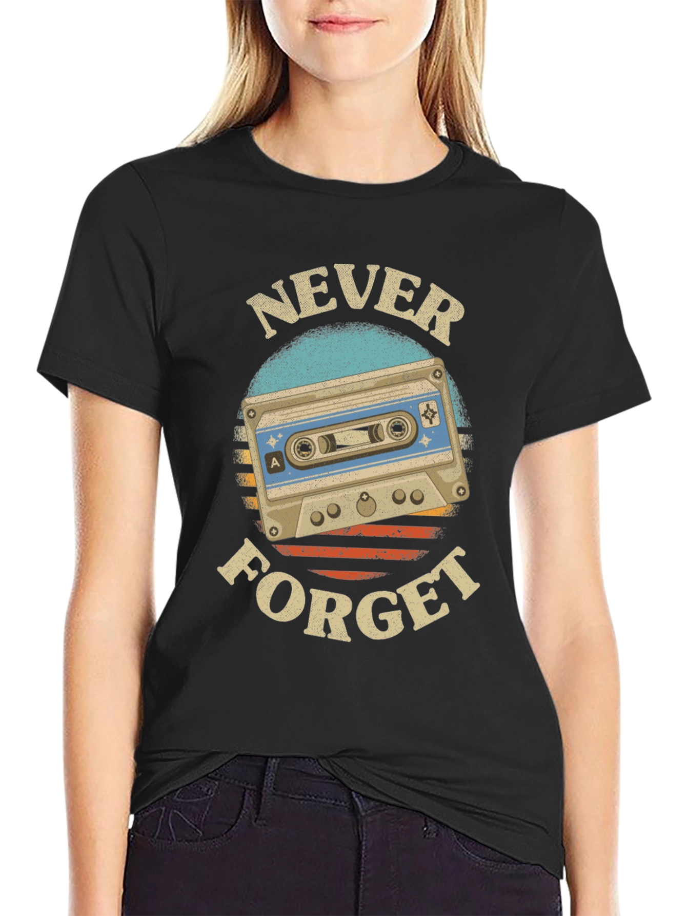 Retro Cassette Tape Never Forget Graphic Tee