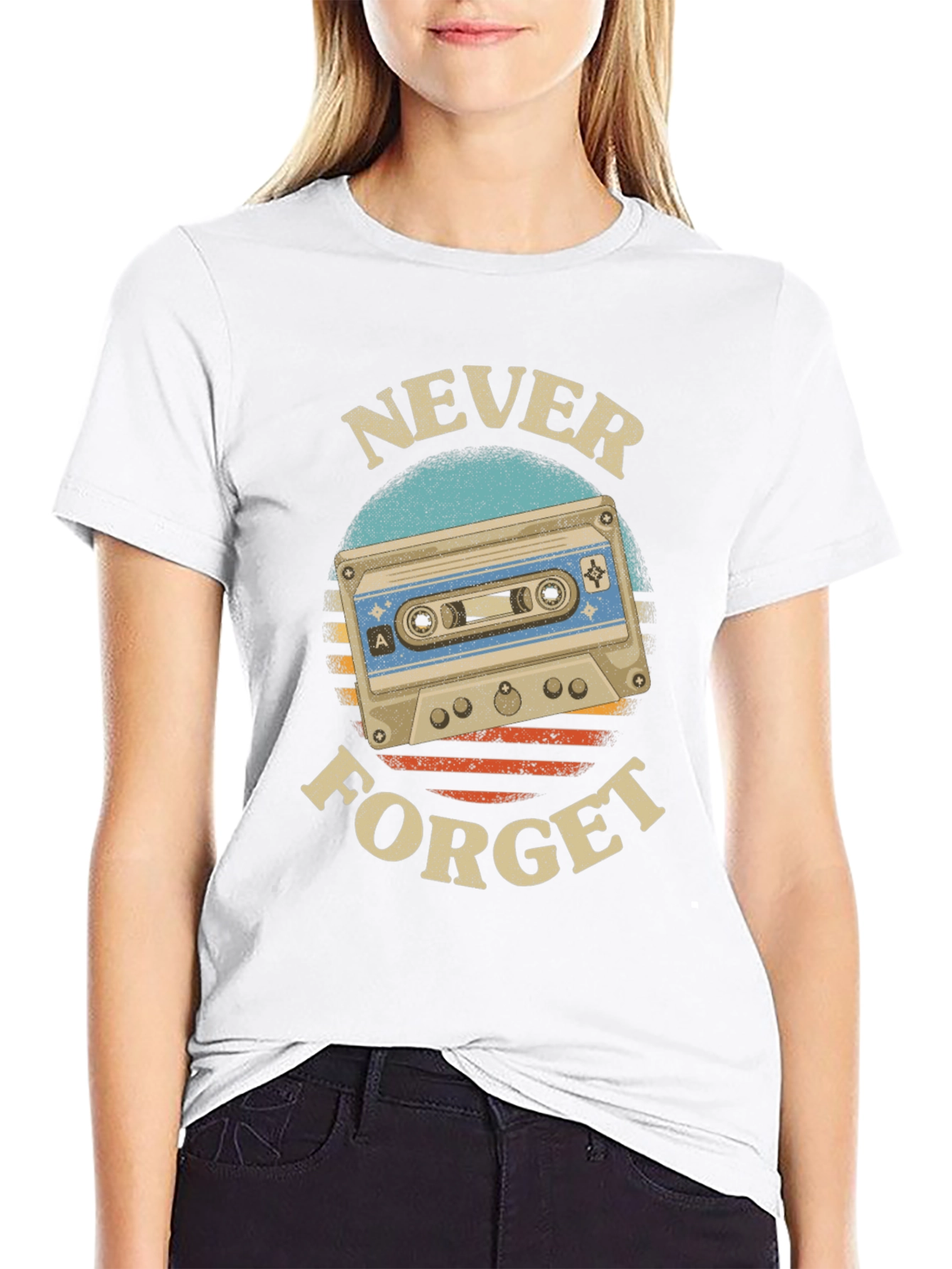 Retro Cassette Tape Never Forget Graphic Tee