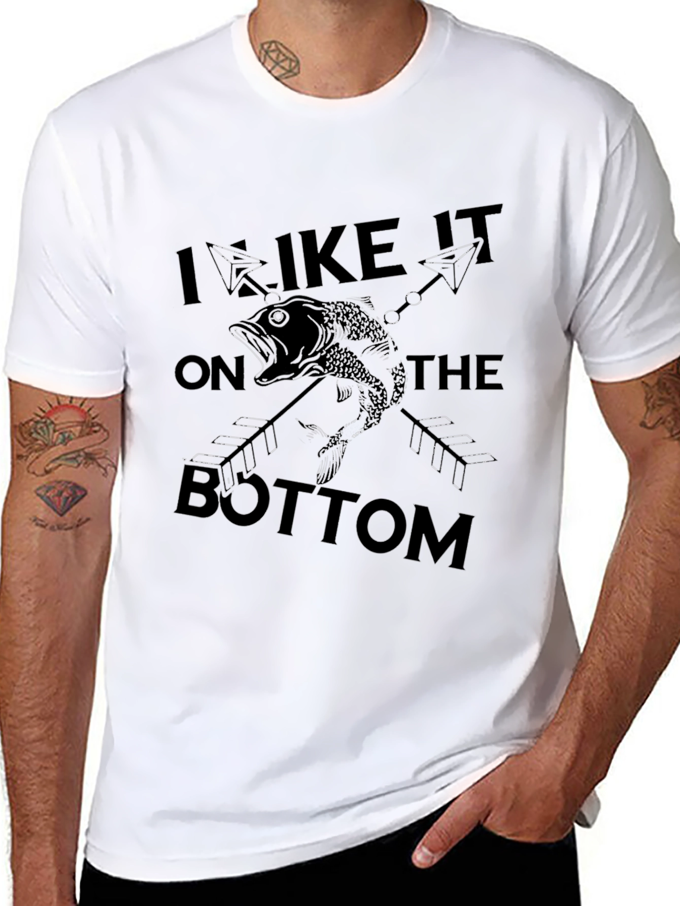 I Like It on the Bottom Fishing Graphic T-Shirt