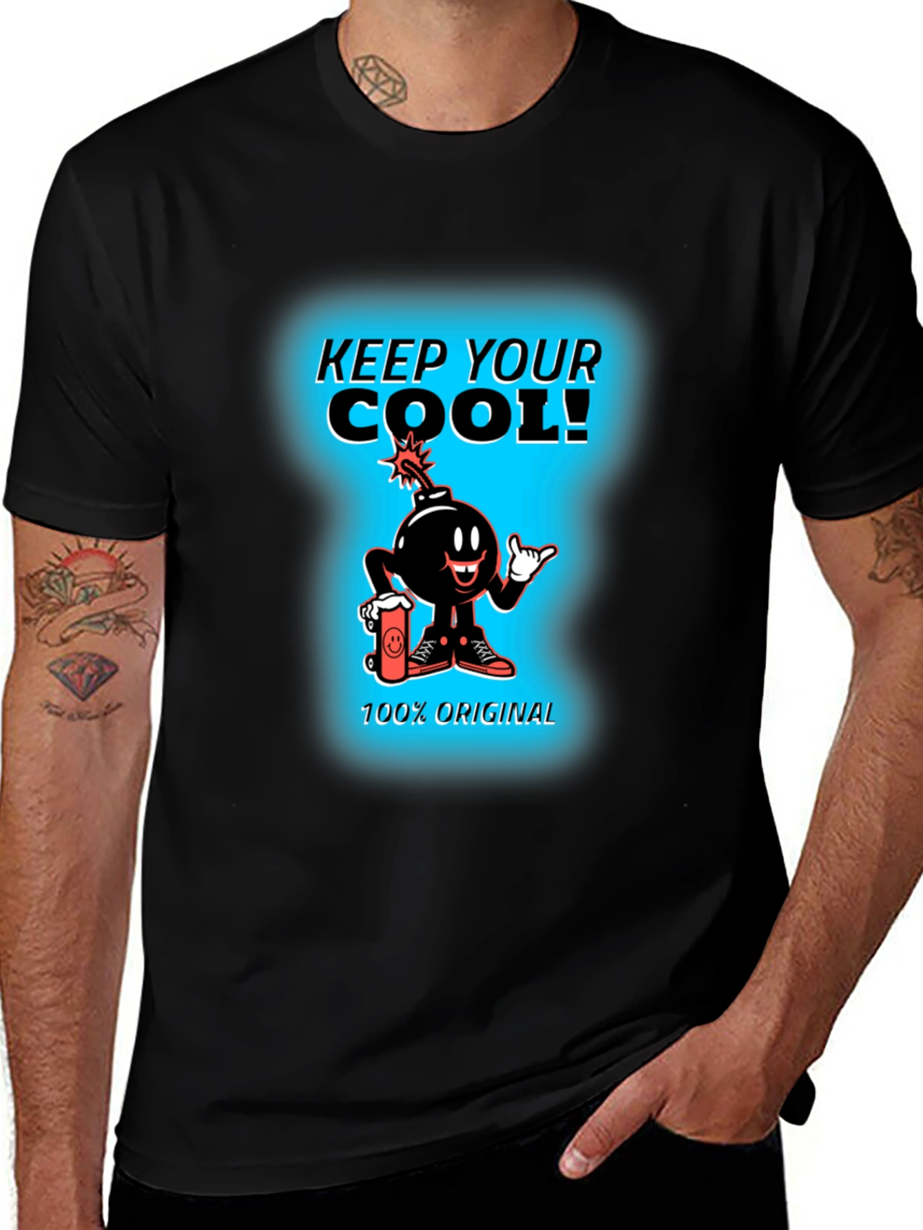 Keep Your Cool Cartoon Bomb Black T-Shirt