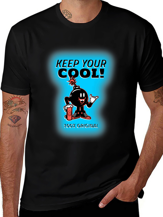 Keep Your Cool Cartoon Bomb Black T-Shirt