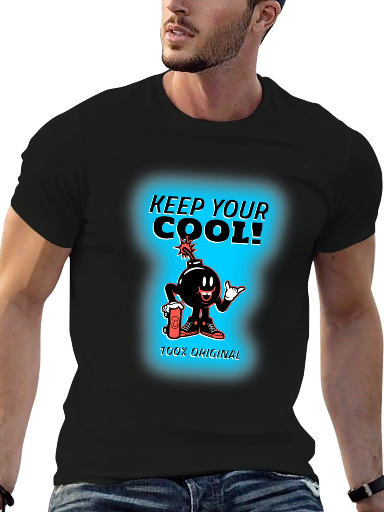 Keep Your Cool Cartoon Bomb Black T-Shirt
