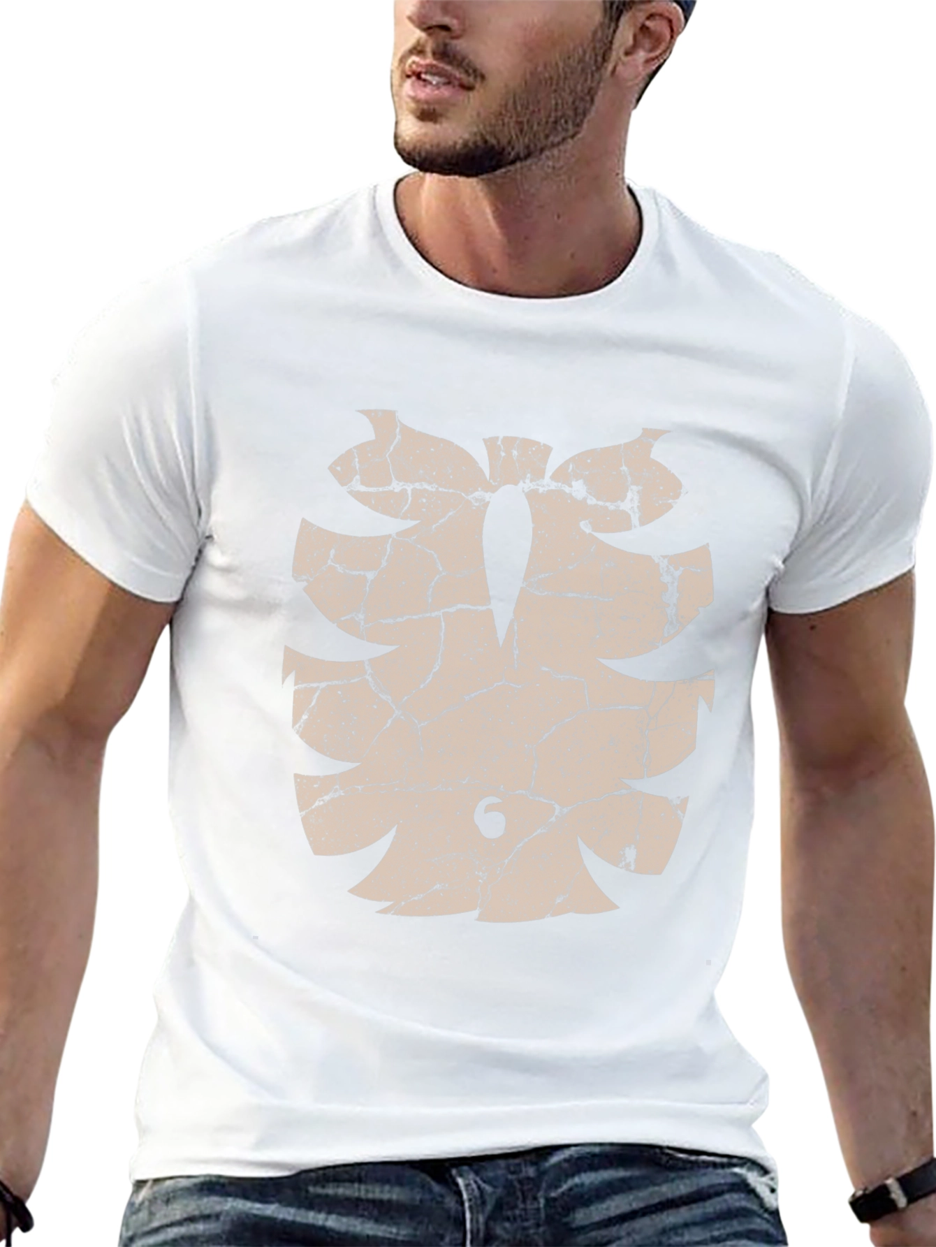 Cracked Monstera Leaf Graphic Tee - Distressed Style