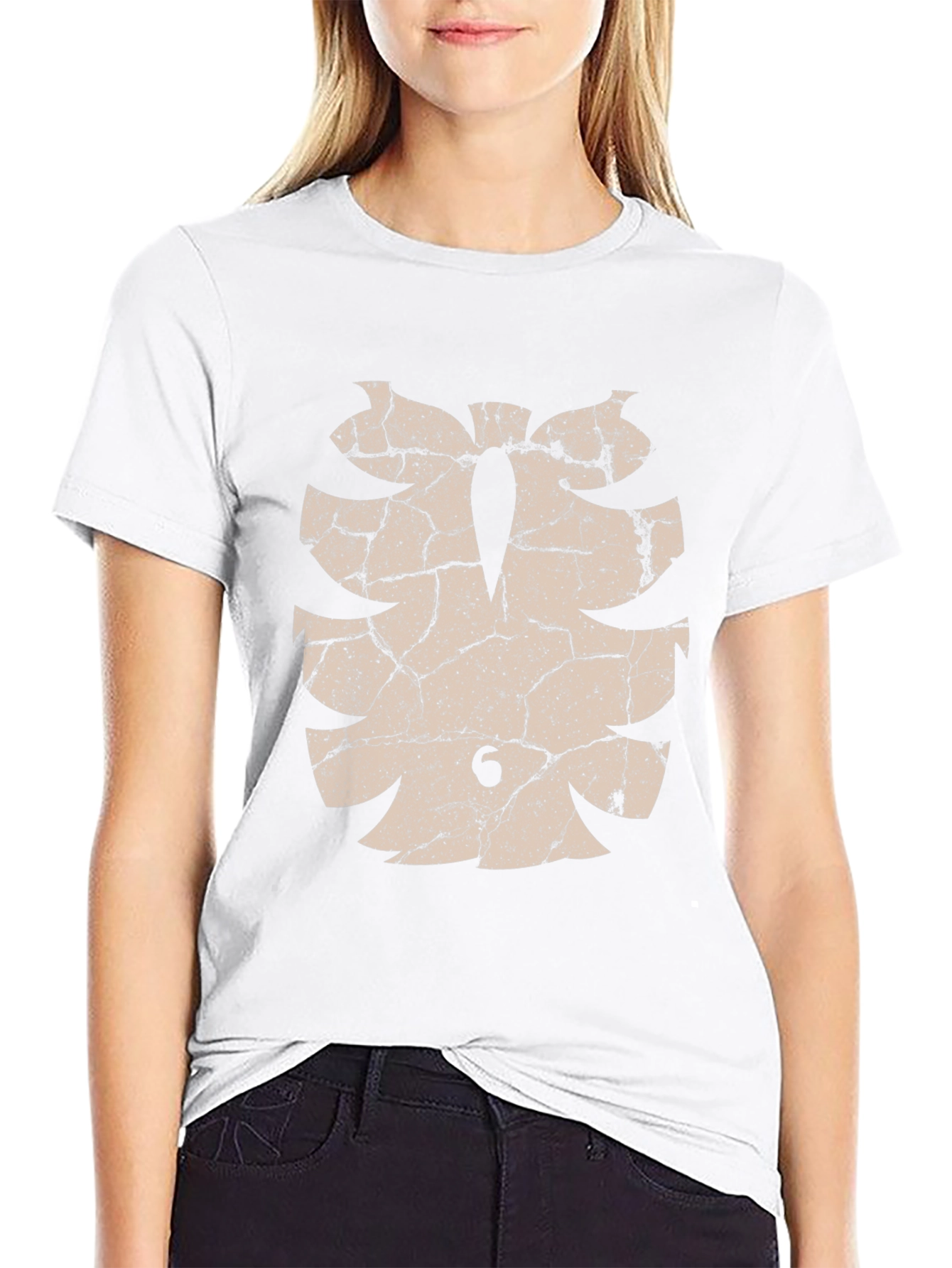 Cracked Monstera Leaf Graphic Tee - Distressed Style