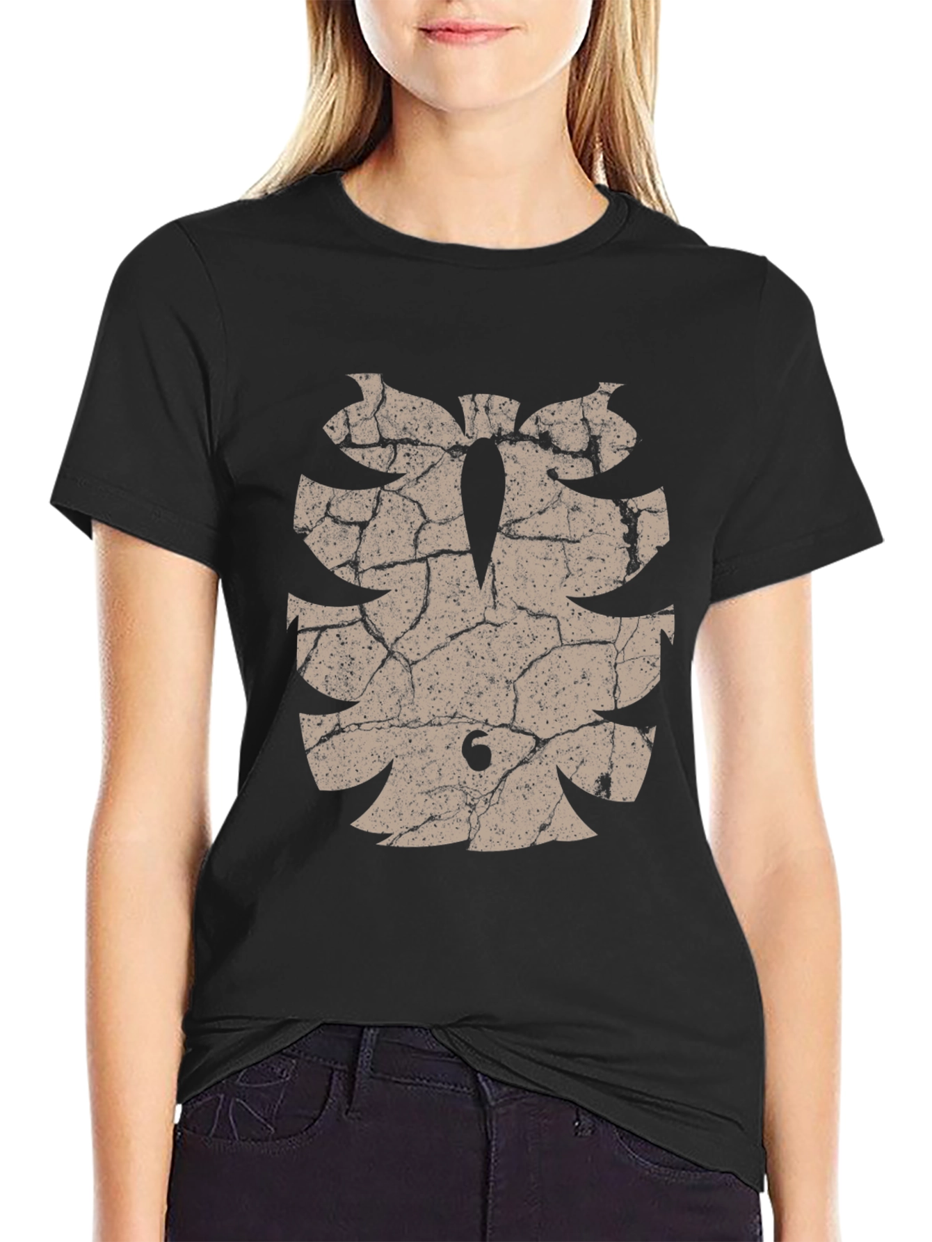 Cracked Monstera Leaf Graphic Tee - Distressed Style