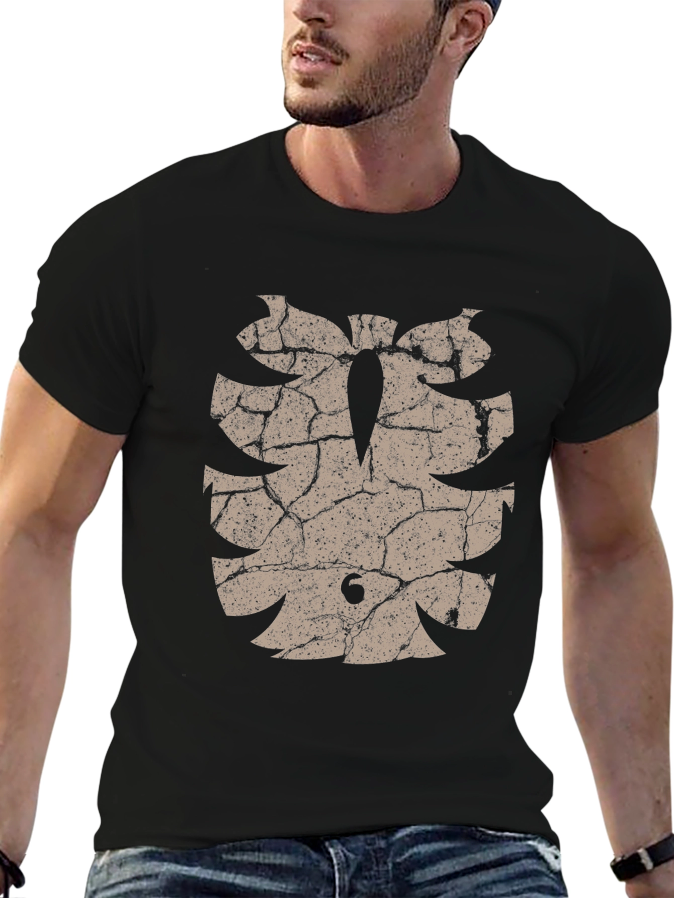 Cracked Monstera Leaf Graphic Tee - Distressed Style