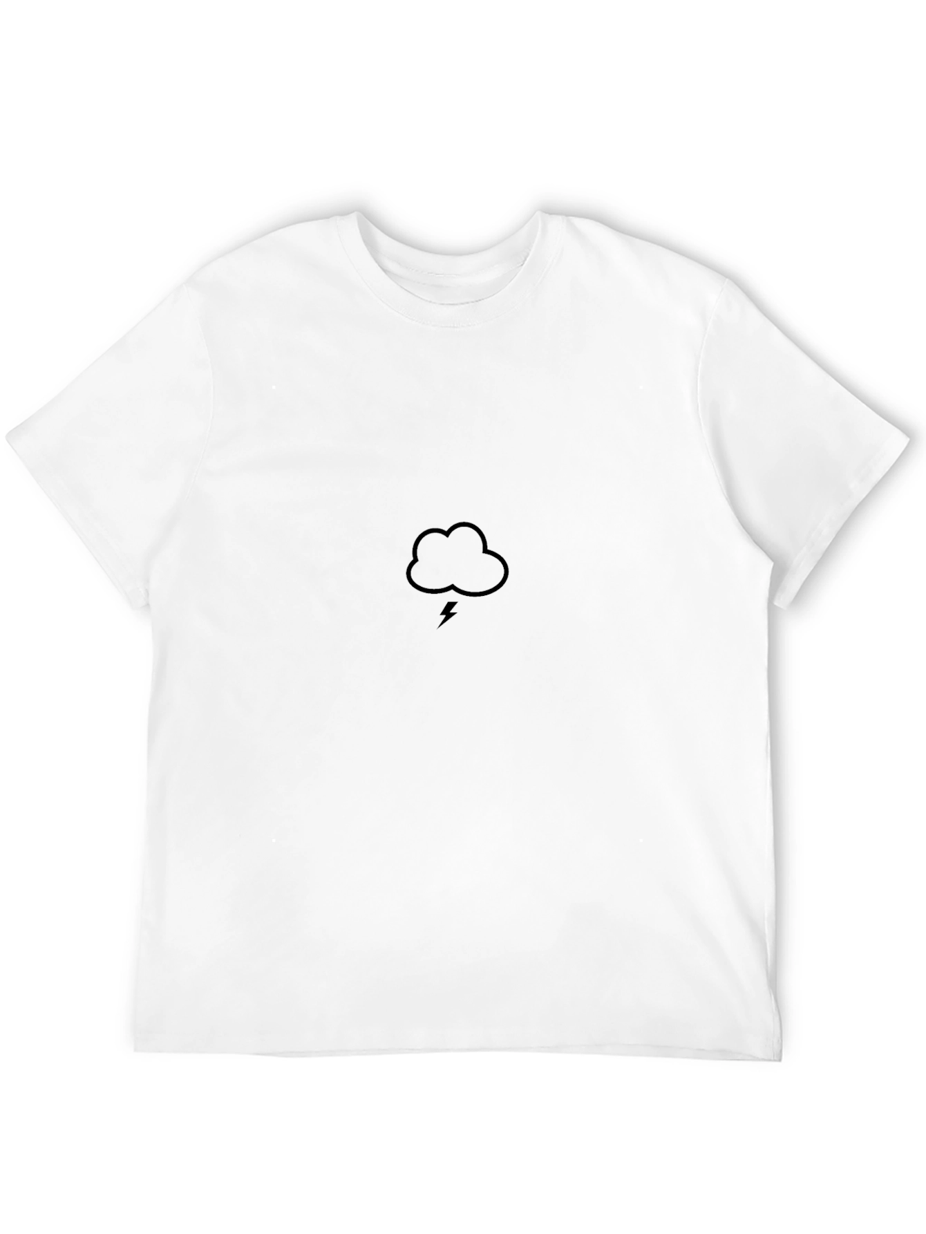 Black T-Shirt - Cloud and Lightning Bolt Graphic
