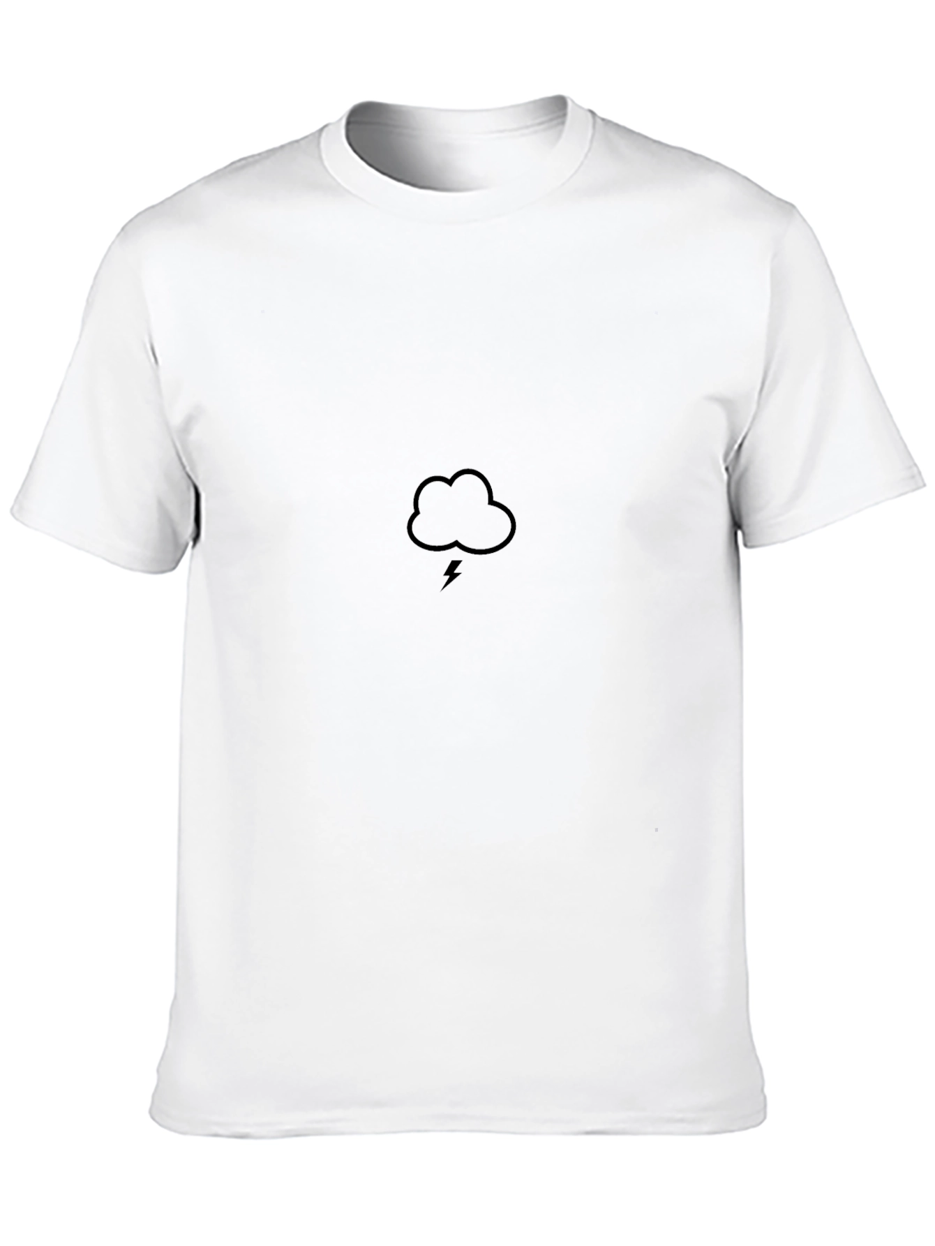 Black T-Shirt - Cloud and Lightning Bolt Graphic
