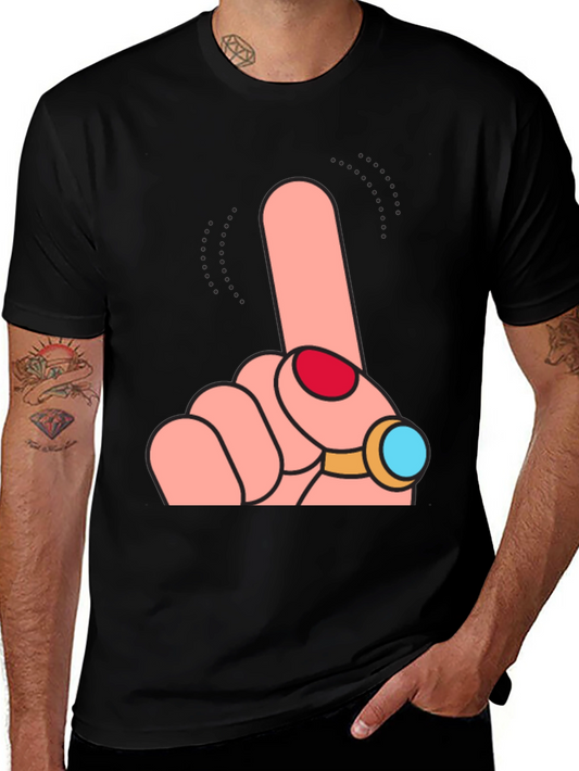 Funny Finger Up Graphic Tee - Black Cotton Blend Shirt