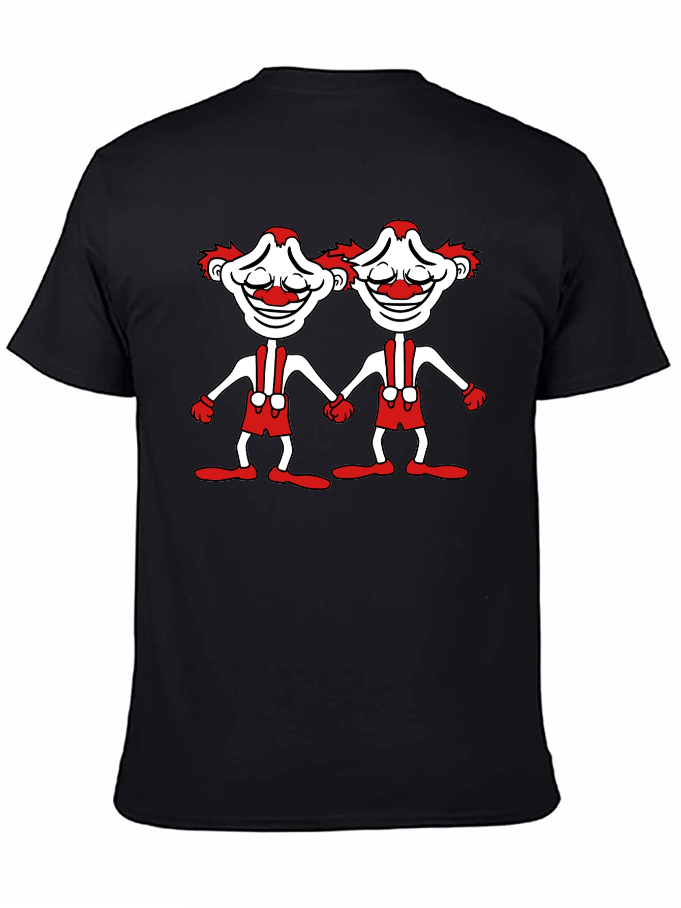Twin Clown Graphic Tee - Black Cotton T-Shirt