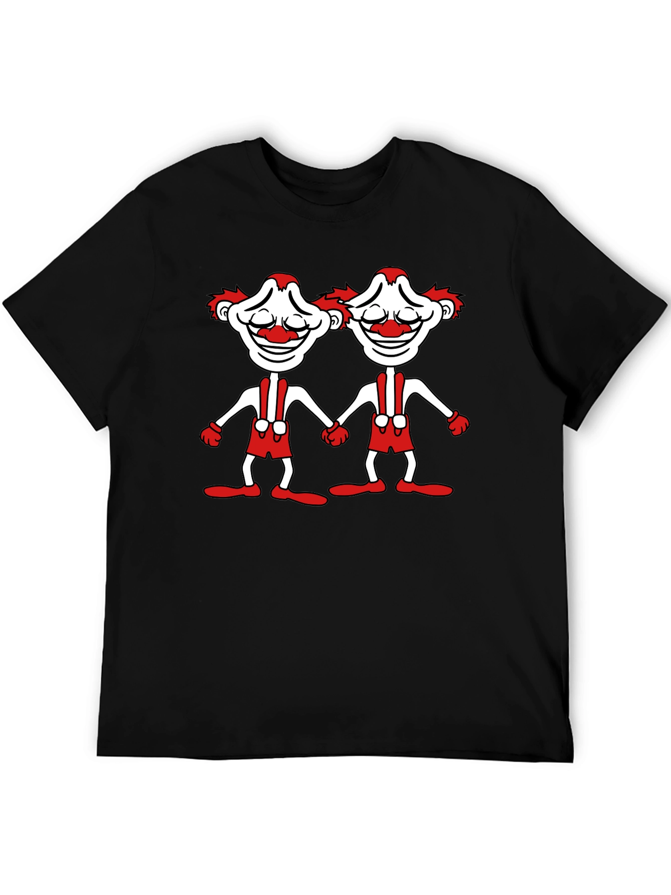 Twin Clown Graphic Tee - Black Cotton T-Shirt