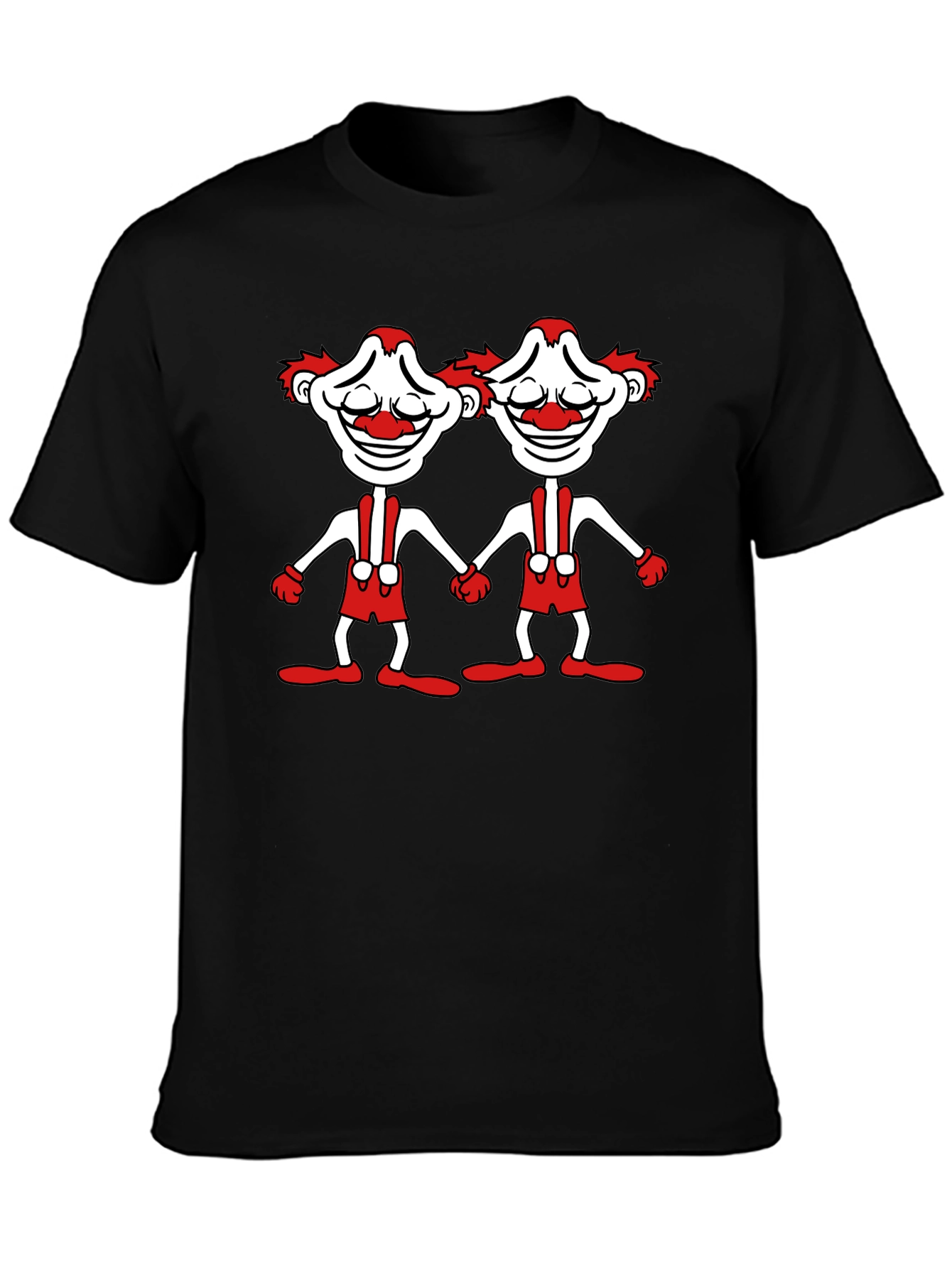 Twin Clown Graphic Tee - Black Cotton T-Shirt