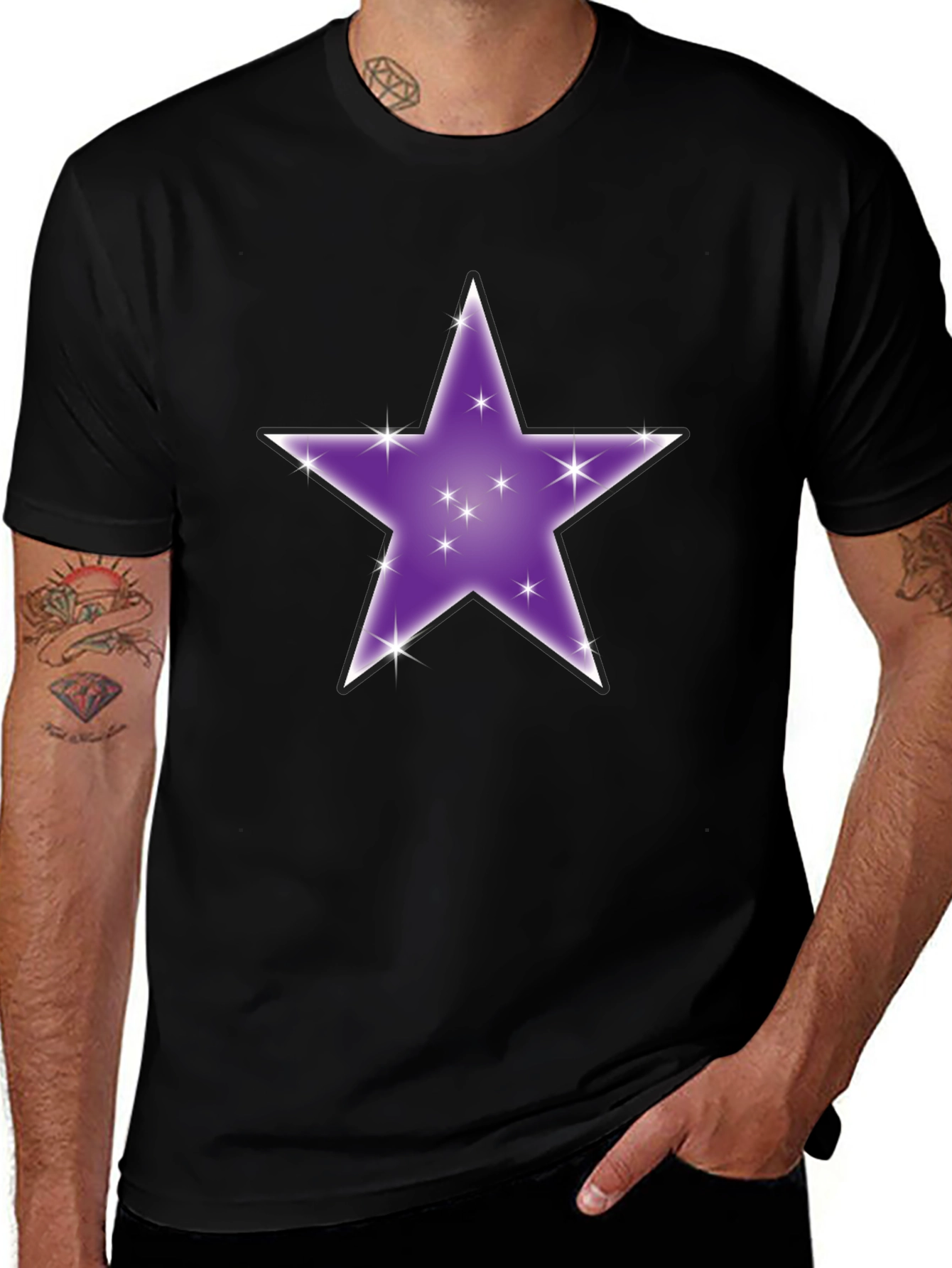 Sparkling Star Graphic Tee - Black