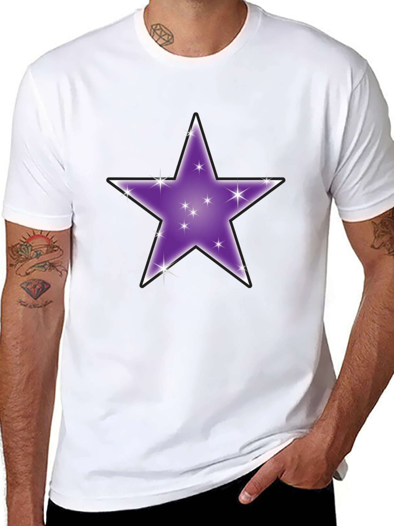 Sparkling Star Graphic Tee - Black