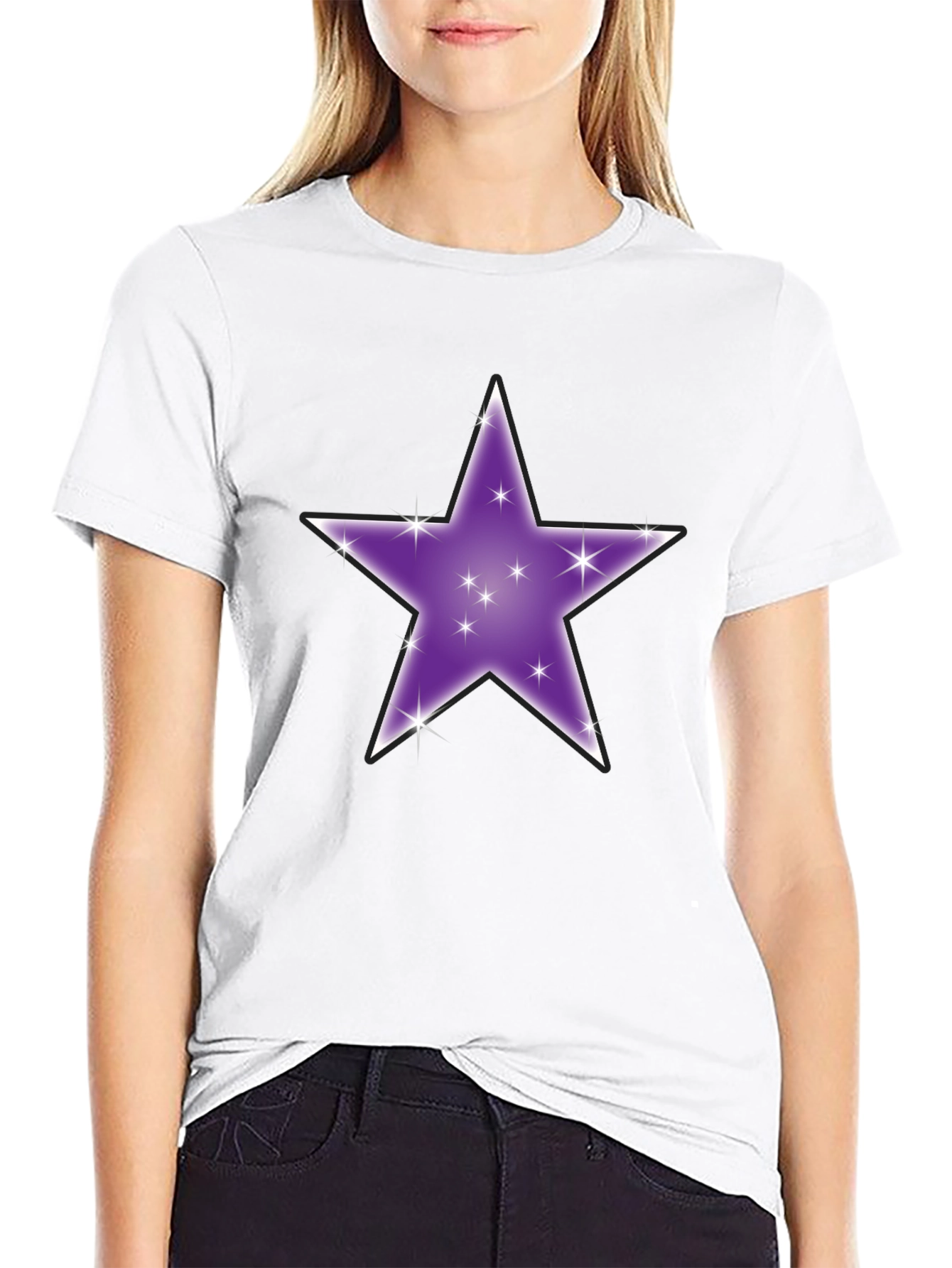 Sparkling Star Graphic Tee - Black
