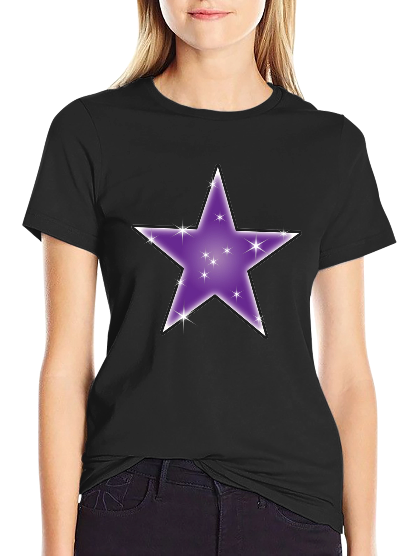 Sparkling Star Graphic Tee - Black
