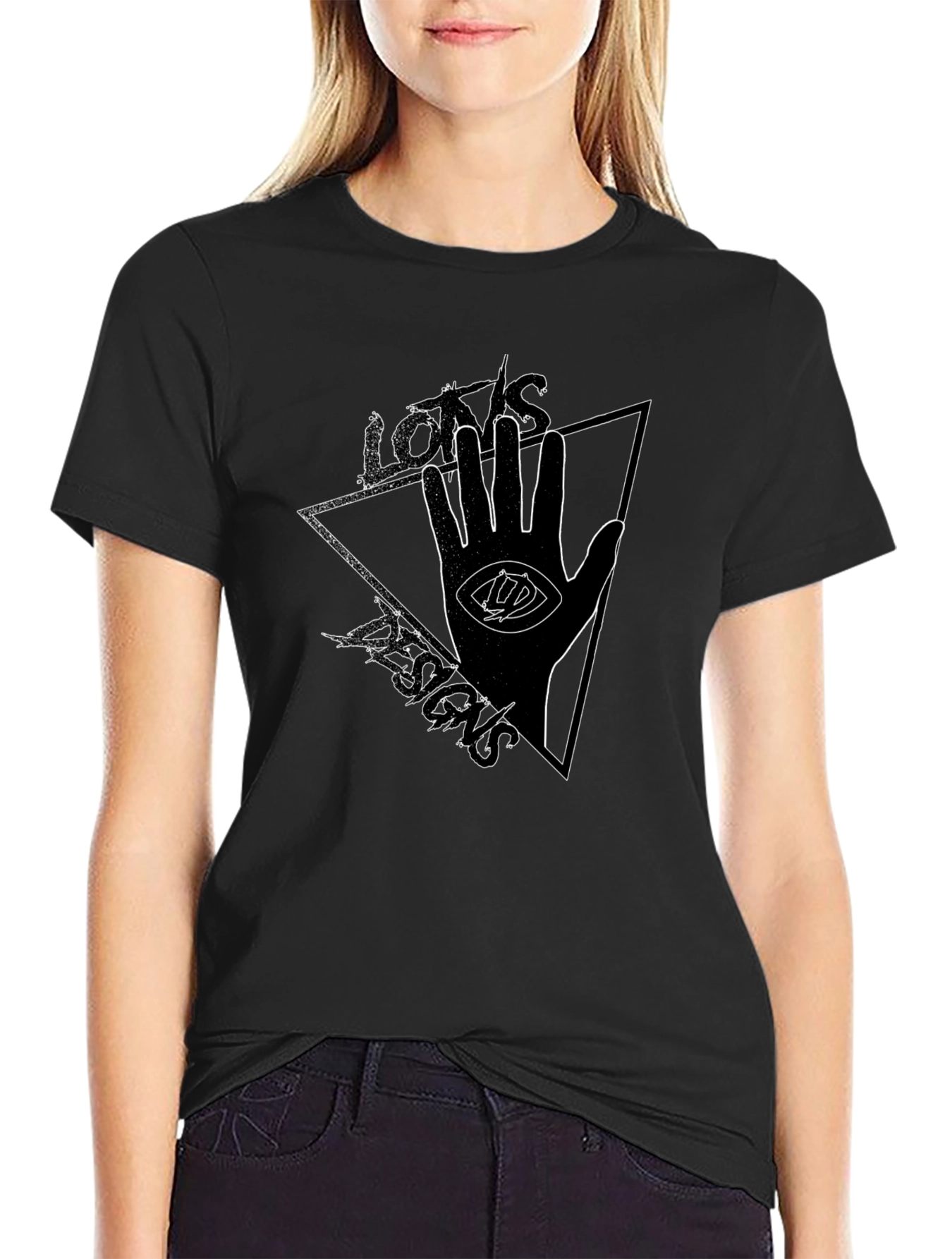 Eye Hand Triangle Graphic Tee - Black Cotton T-Shirt