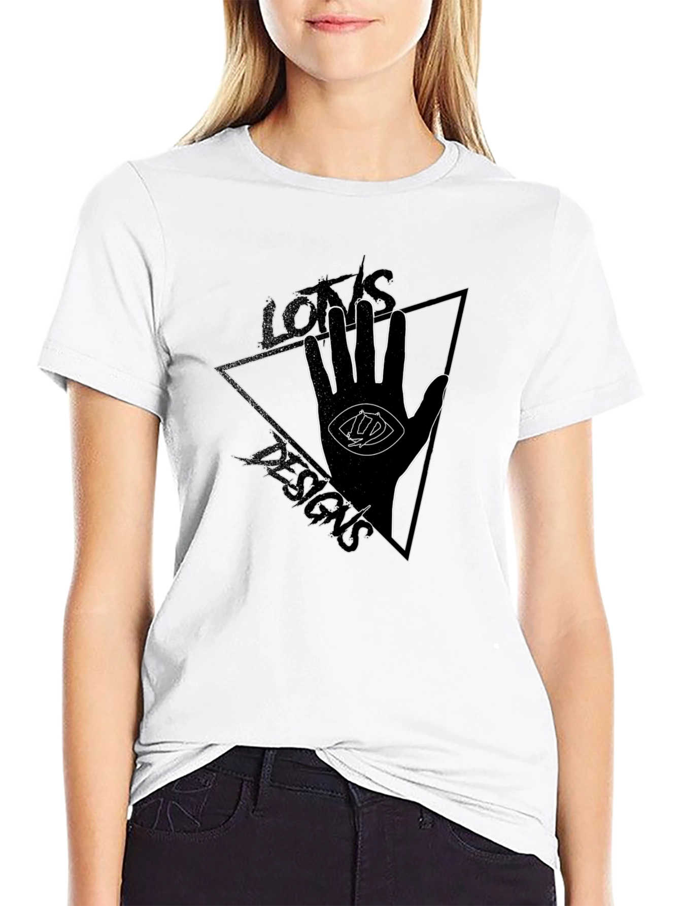 Eye Hand Triangle Graphic Tee - Black Cotton T-Shirt