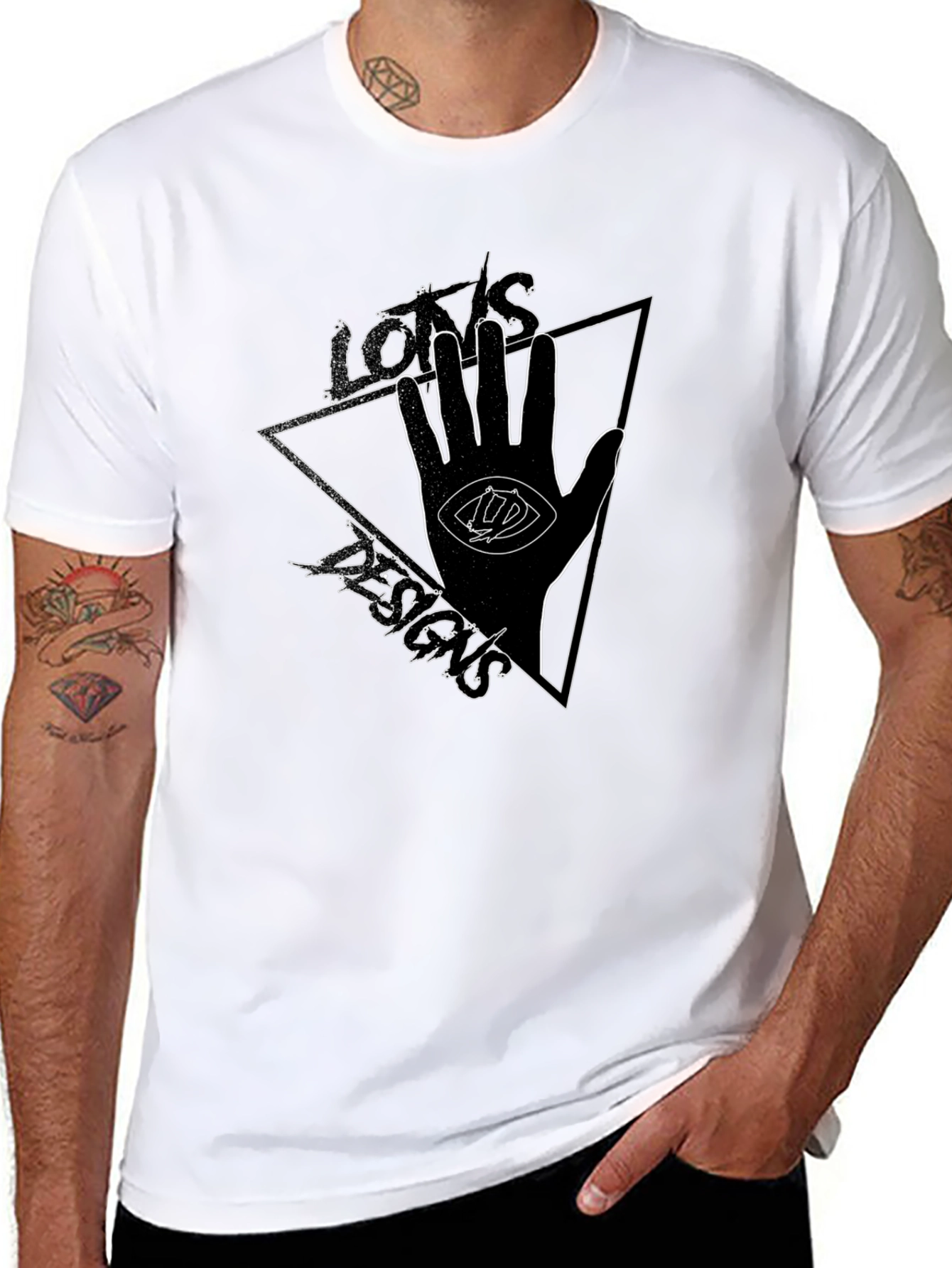Eye Hand Triangle Graphic Tee - Black Cotton T-Shirt