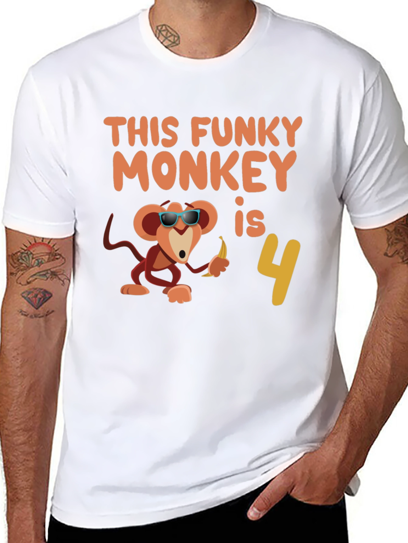 Funky Monkey Birthday T-Shirt: 4th Birthday Apparel