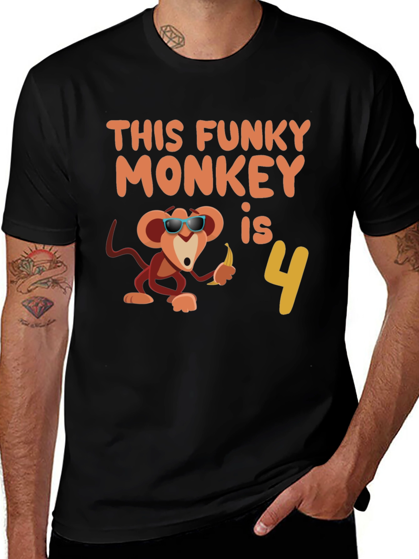 Funky Monkey Birthday T-Shirt: 4th Birthday Apparel
