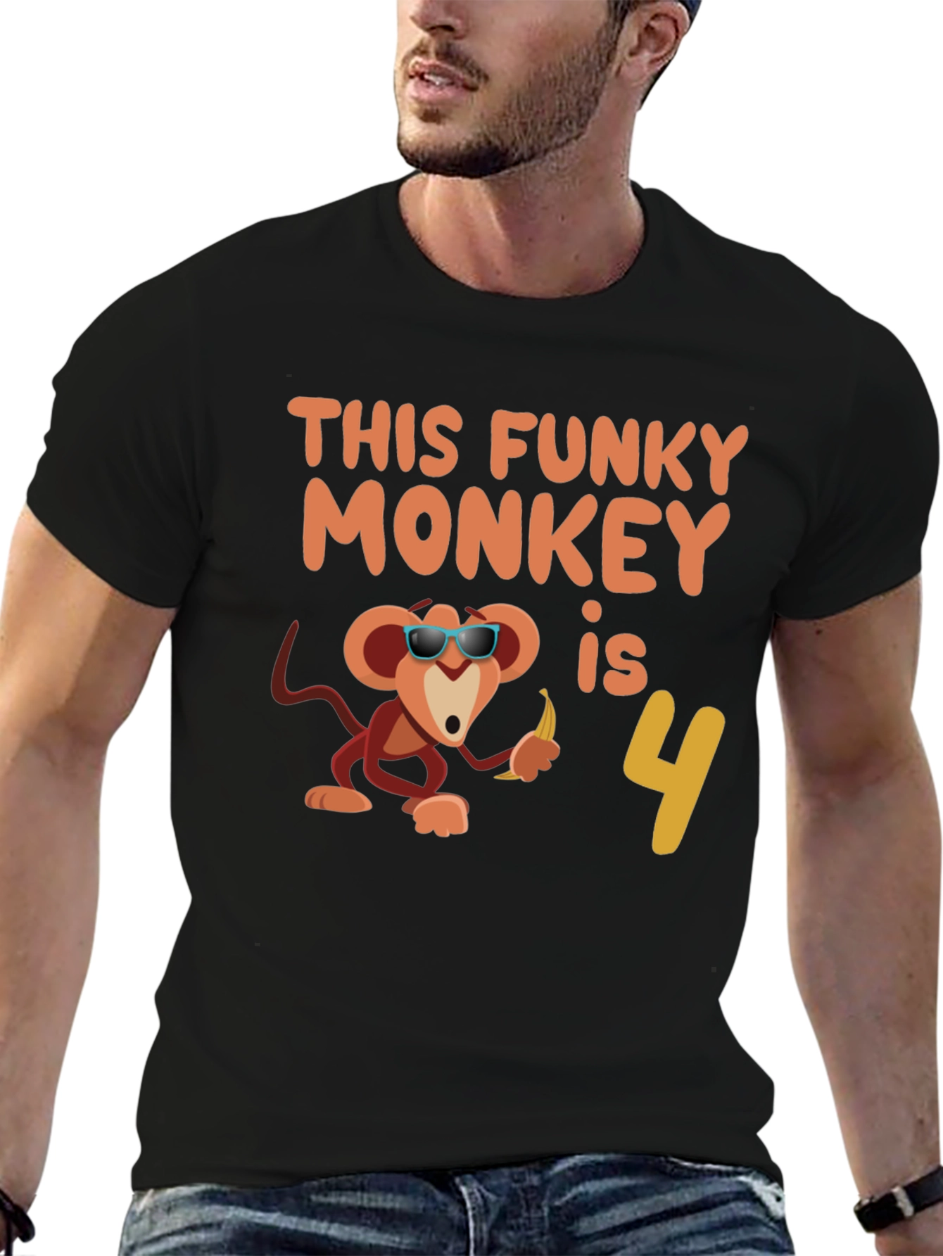 Funky Monkey Birthday T-Shirt: 4th Birthday Apparel